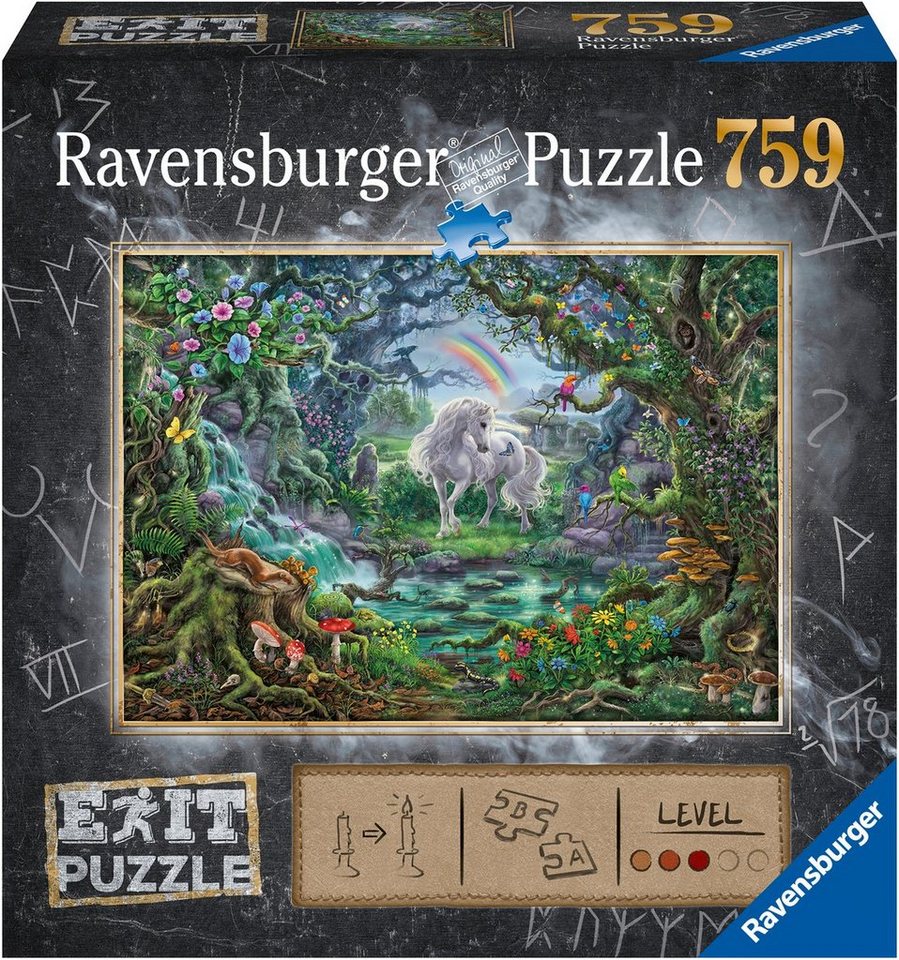 Ravensburger Puzzle Exit 9: Das Einhorn, 759 Puzzleteile, Made in Germany,  FSC® - schützt Wald - weltweit, Detailreiches Puzzle-Motiv mit  Lösungsumschlag und Anleitung
