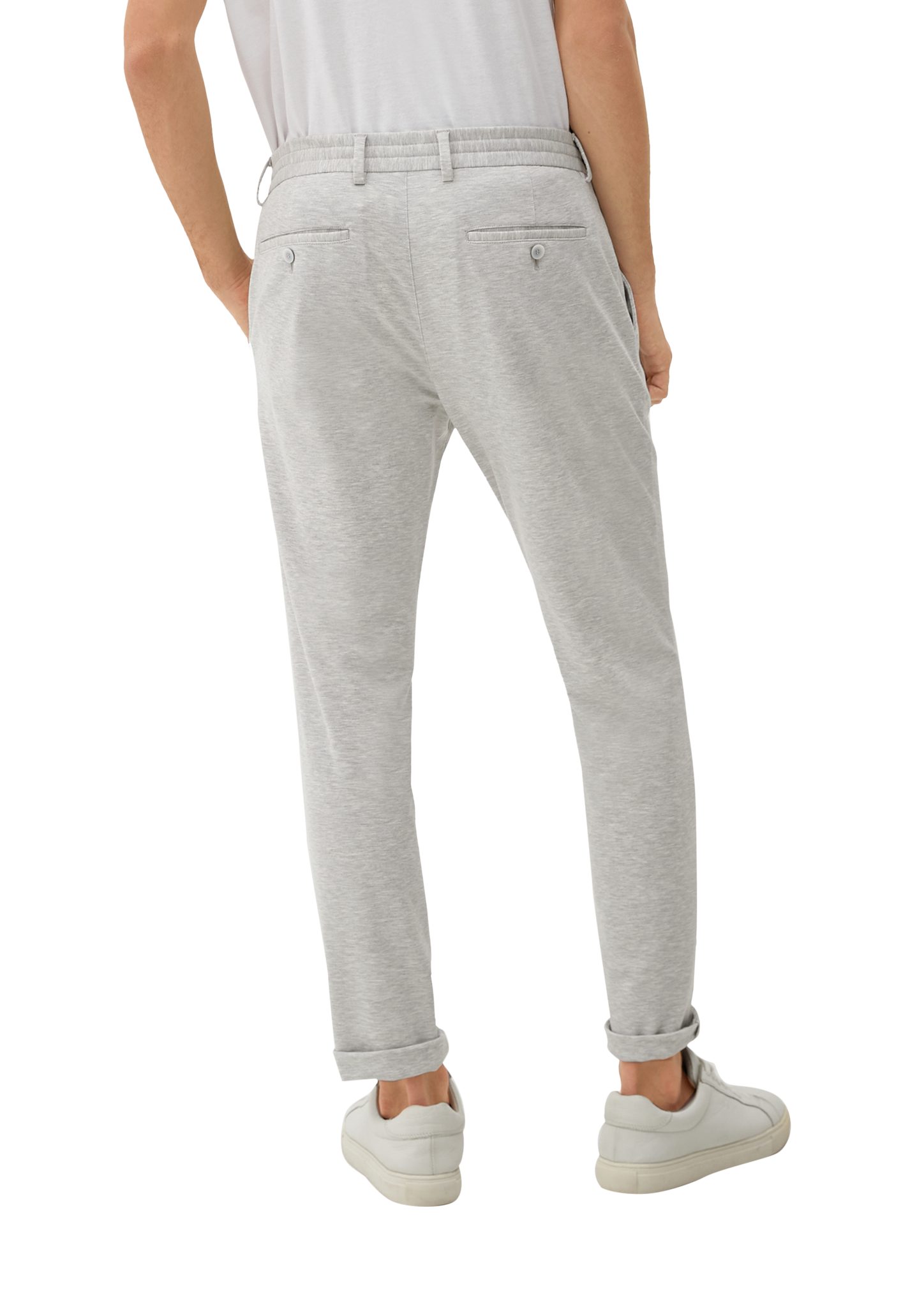 aus Stretch-Jersey Slim: Stoffhose taubengrau s.Oliver Joggsuit-Hose Durchzugkordel