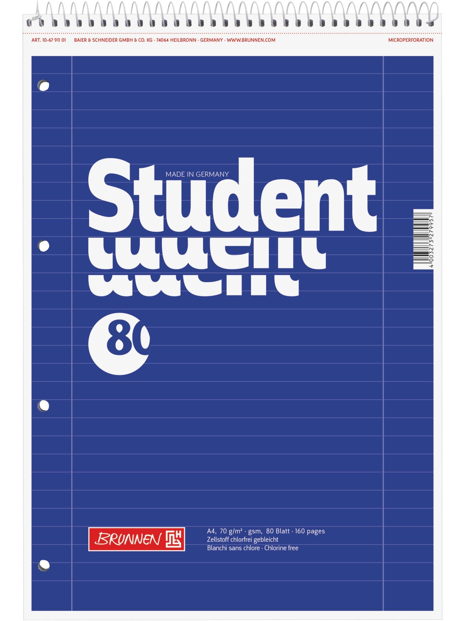 Herlitz Collegeblock DIN A4, 80 Blatt, 2 Stück je 1x liniert + kariert