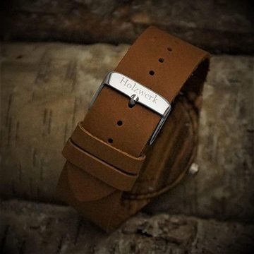 Holzwerk Quarzuhr MONARCH Damen Leder & Holz Armband Uhr, Schmetterling Muster, braun