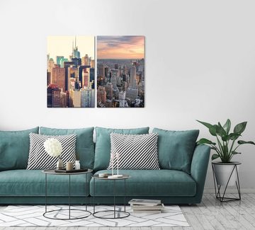 Sinus Art Leinwandbild 2 Bilder je 60x90cm New York USA Wolkenkratzer Skyline Urban Großstadt Mega City