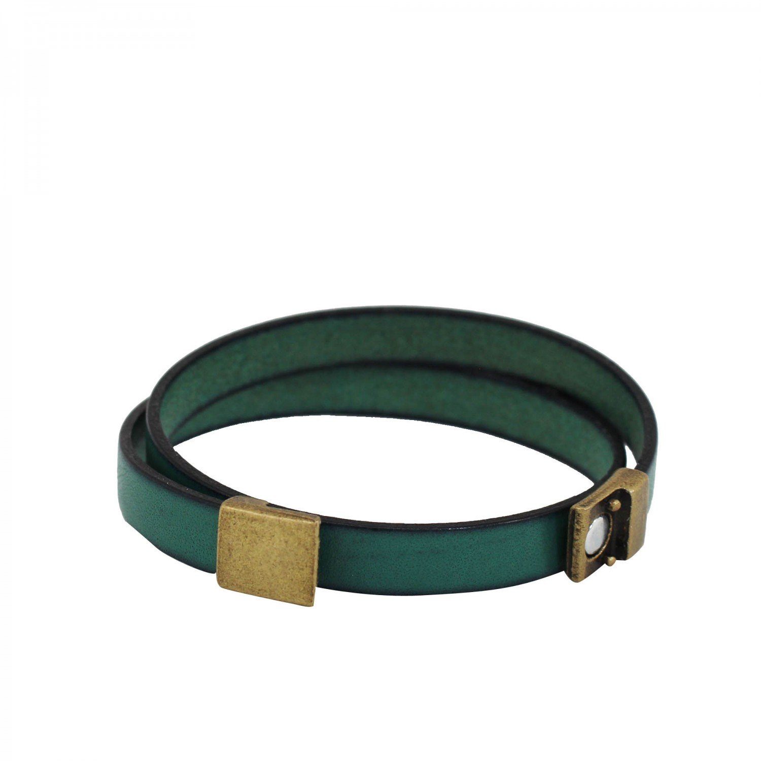 Armband Lederarmband türkis, Magnetverschluss gold