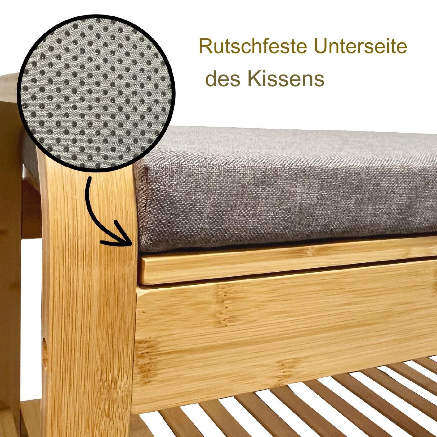 AD.CON Schuhbank Schuhregal aus Bambus mit Sitzbank Schuhbank mit Sitzkissen AD.CON (Packung, Sitzkissen), 2er Bank