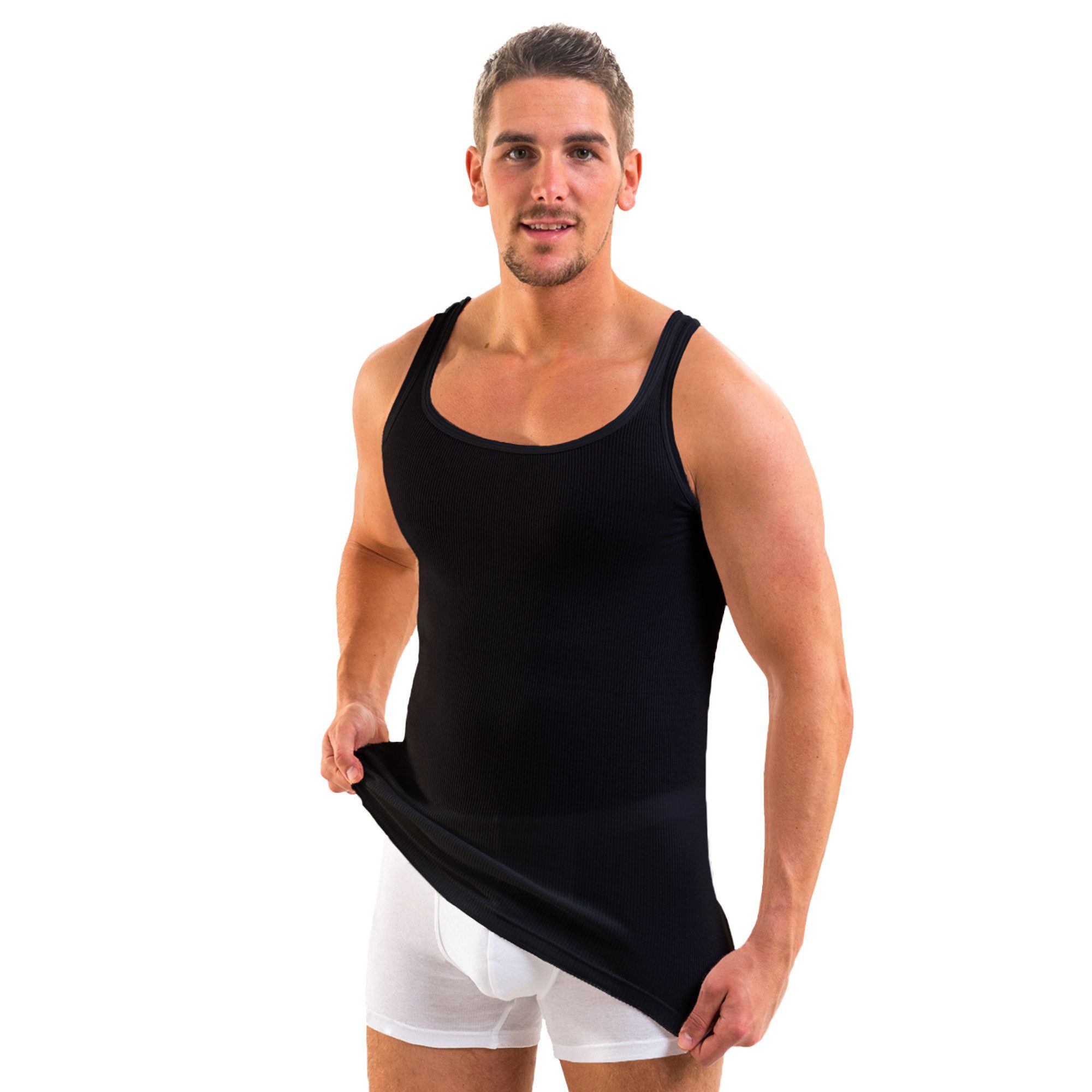 HERMKO Unterhemd 3018 (Pack, 2er) 100 % BIO-Baumwolle Achselhemd Doppelripp hergestellt in EU
