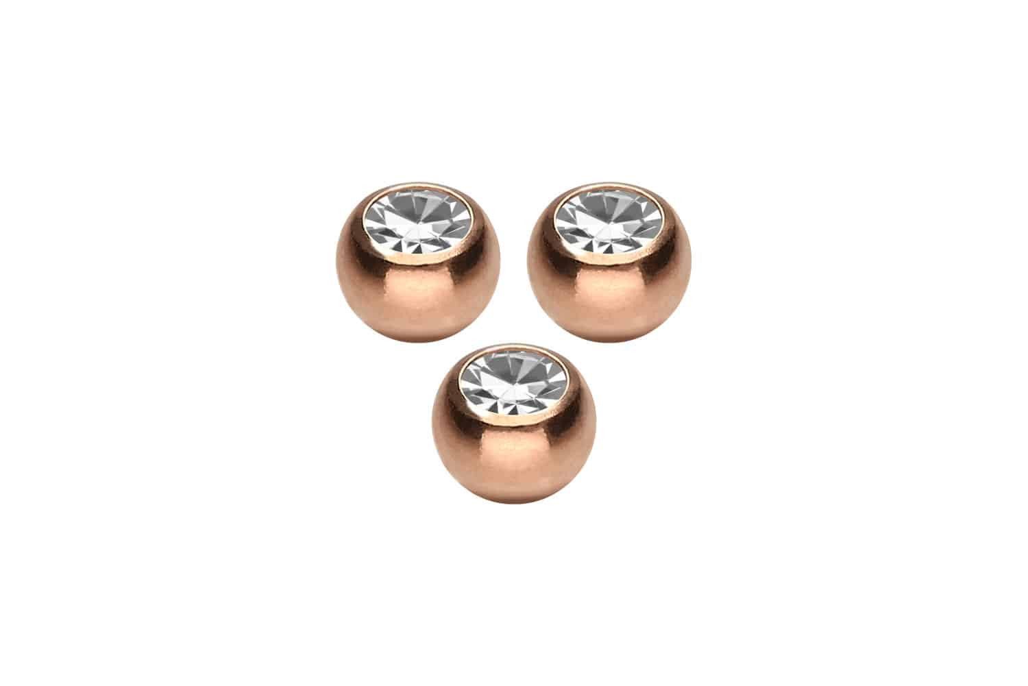 PIERCINGLINE Piercing-Set SET Chirurgenstahl Schraubkugel KRISTALL (Schraub-Aufsätze, 3er SET2 = 1,2 mm Gewinde)