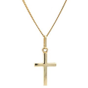 HOPLO Kreuzanhänger Anhänger Kreuz mit massiver Goldkette 1,1 mm 333-8 Karat Gold, Made in Germany