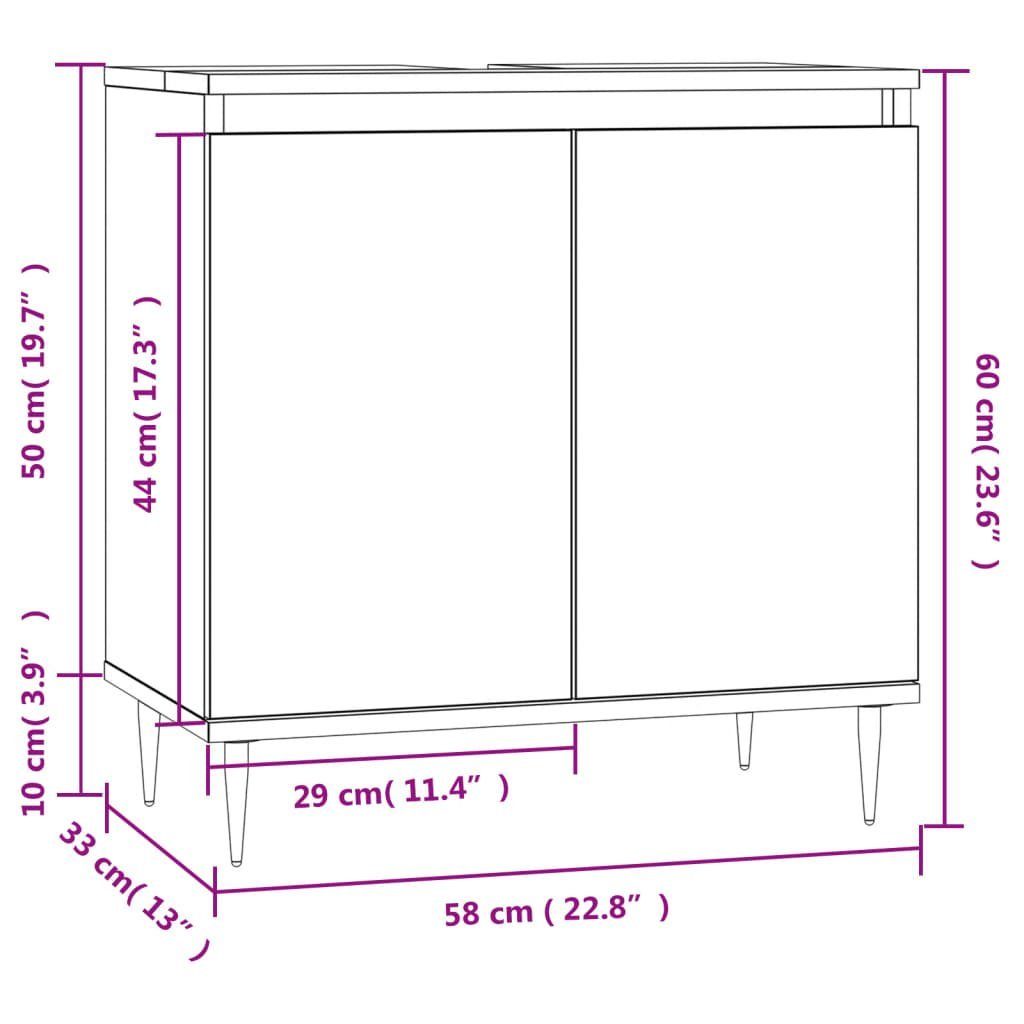 vidaXL cm 58x33x60 Badezimmerspiegelschrank Holzwerkstoff (1-St) Weiß Badezimmerschrank