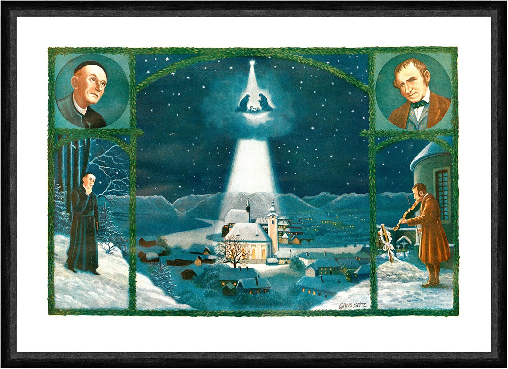 Kunstdruck Heilige Nacht Stille Nacht Franz X. Gruber Weihnachten  Faks_Sankt 0078, (1 St)