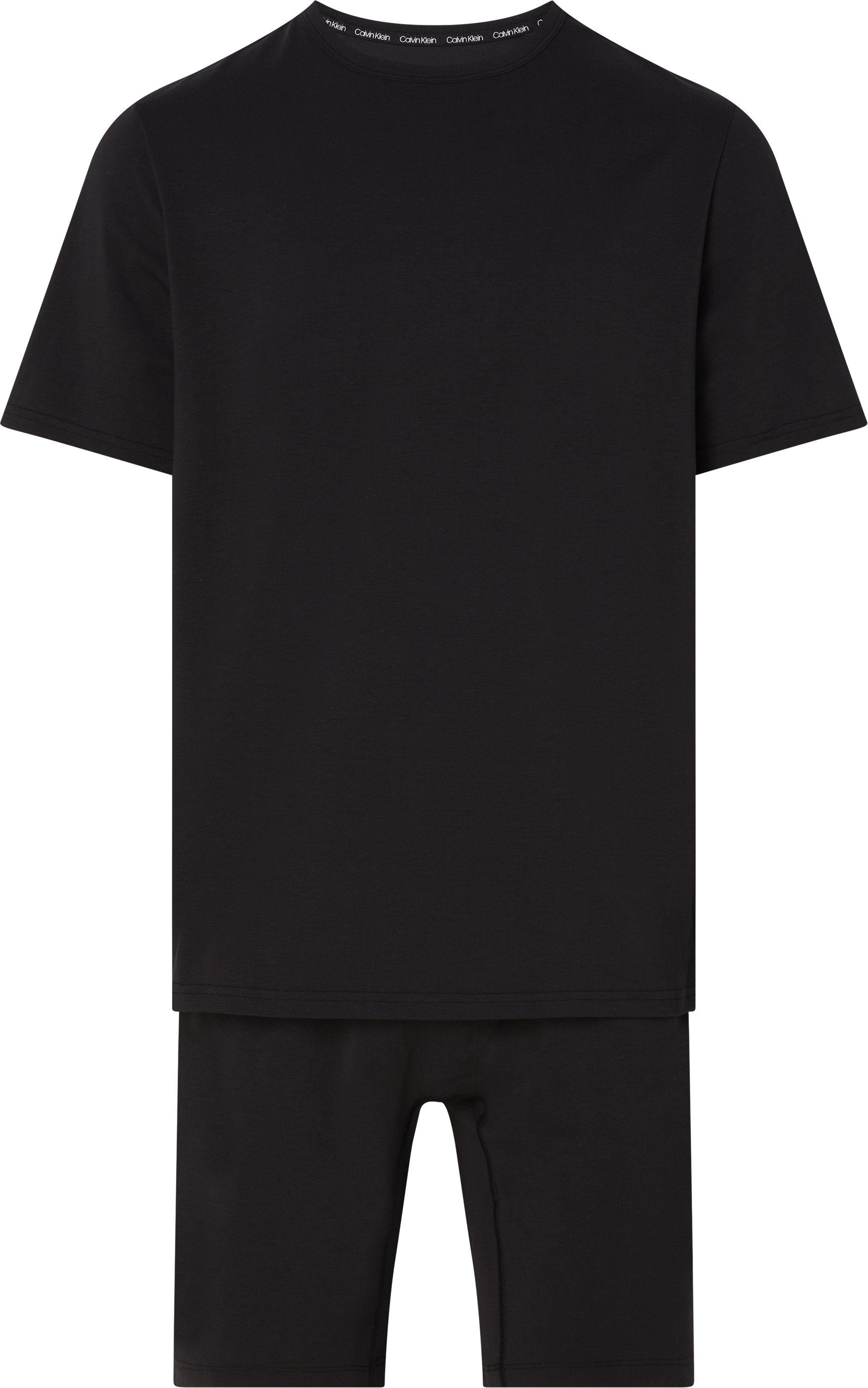 Calvin Klein Underwear Pyjama S/S tlg) SET BLACK Bund dem 2 auf mit (Set, Logoschriftzügen SHORT