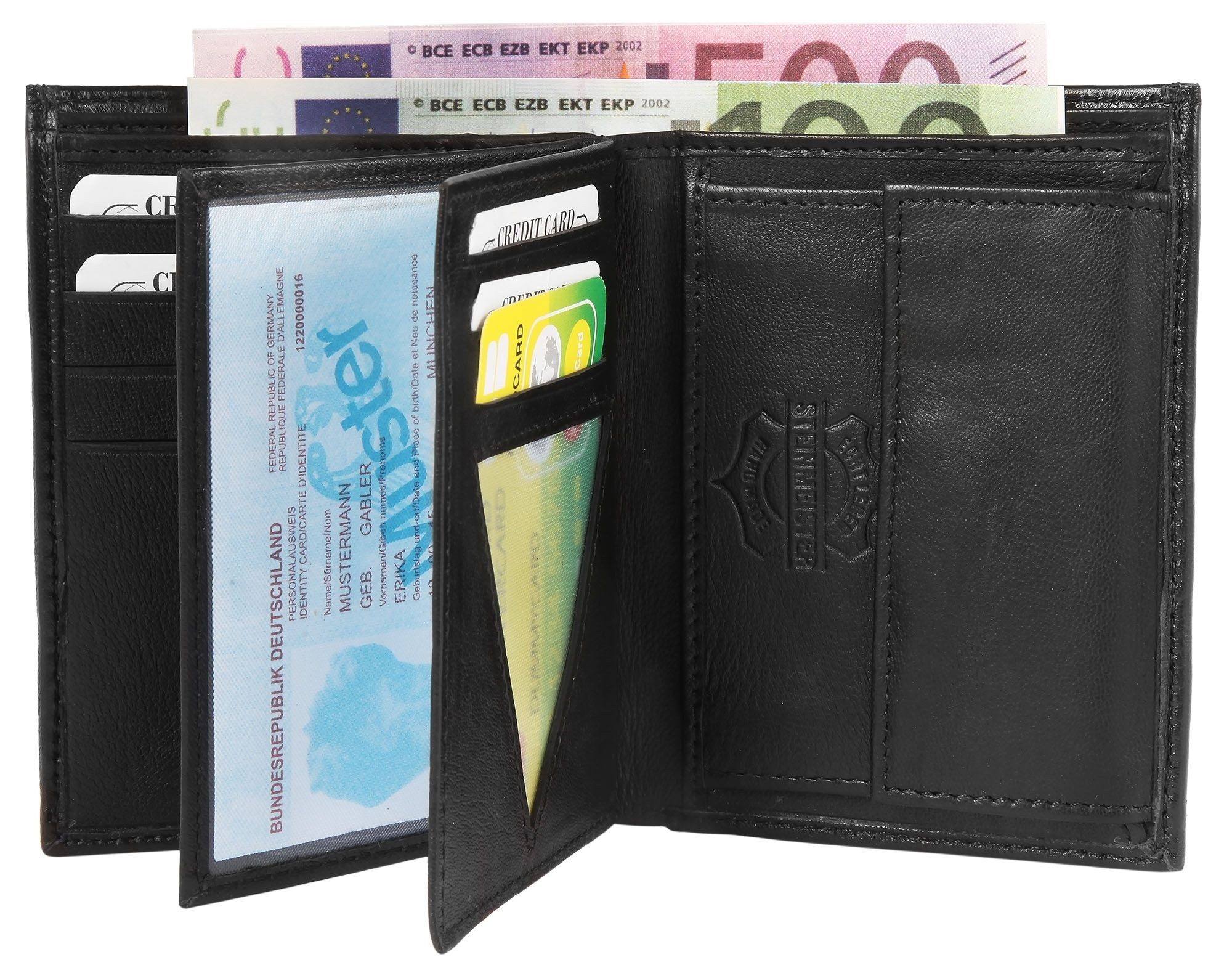 STEINMEISTER Geldbörse Steinmeister Leder Portemonnaie schwarz Echtleder Kombibörse (1-tlg)