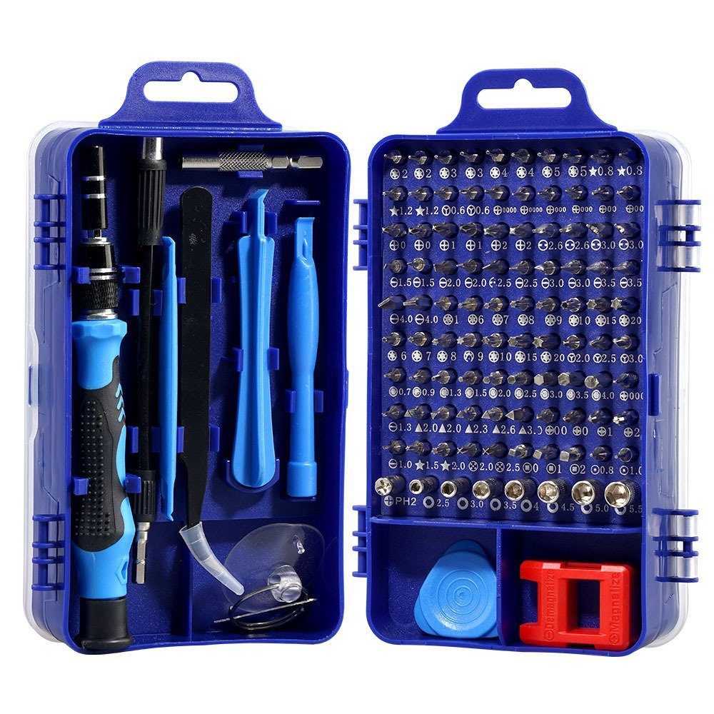 AURIVION Bit-Set Reparatur Werkzeug Set für Elektronik & Präzisionsarbeiten, Set, 115-St., Schraubendreher Bit-Set 115-teilig für Handy & Computer, Komplettes Bit Set für Smartphone & PC Reparaturen