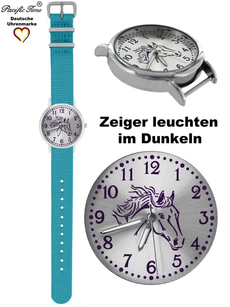 Pacific Time Quarzuhr Kinder Armbanduhr Pferd violett Wechselarmband, Mix und Match Design - Gratis Versand