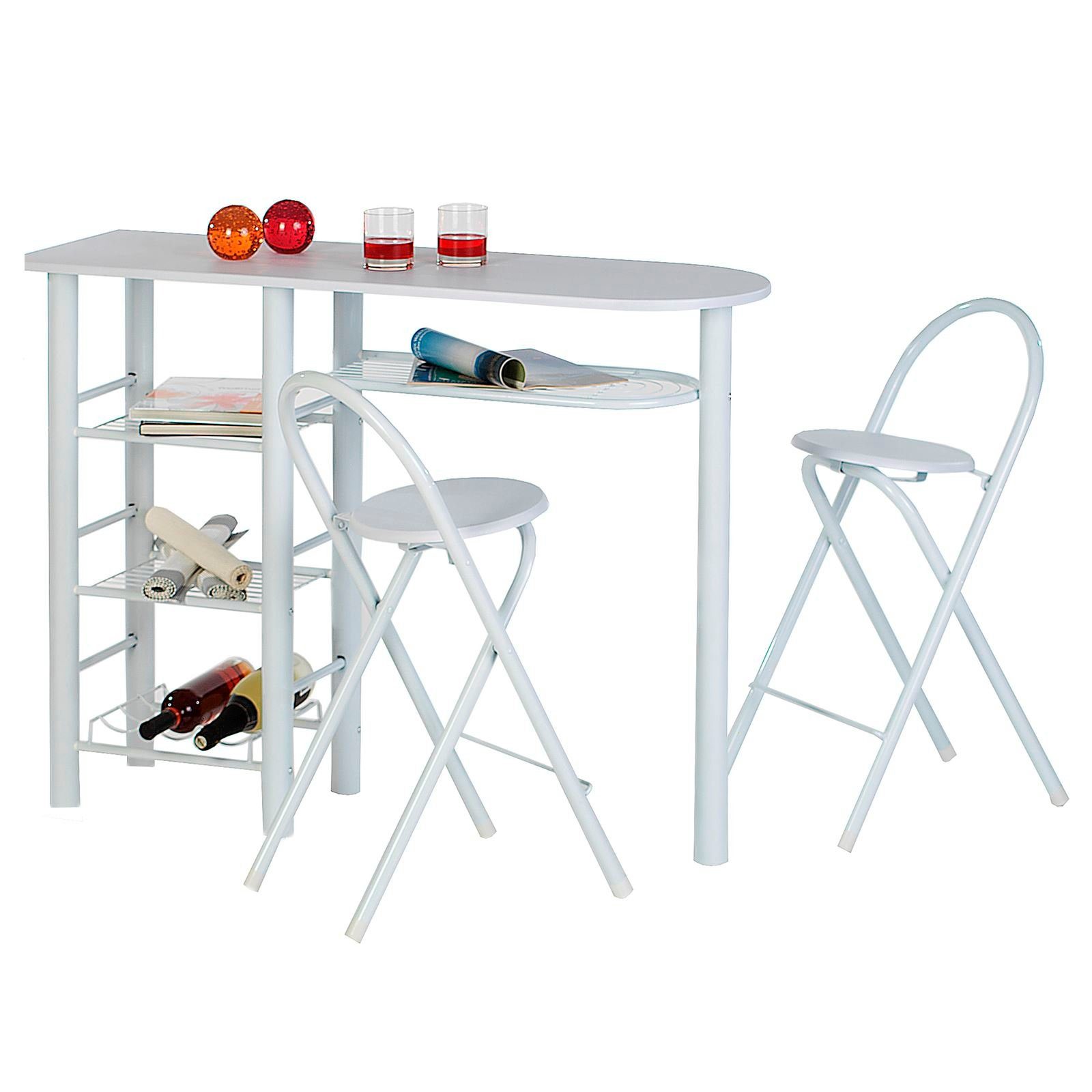 IDIMEX Säulen-Esstisch STYLE, Bartisch Tresentisch Küchentisch mit 2 Barhocker in 6 Farben