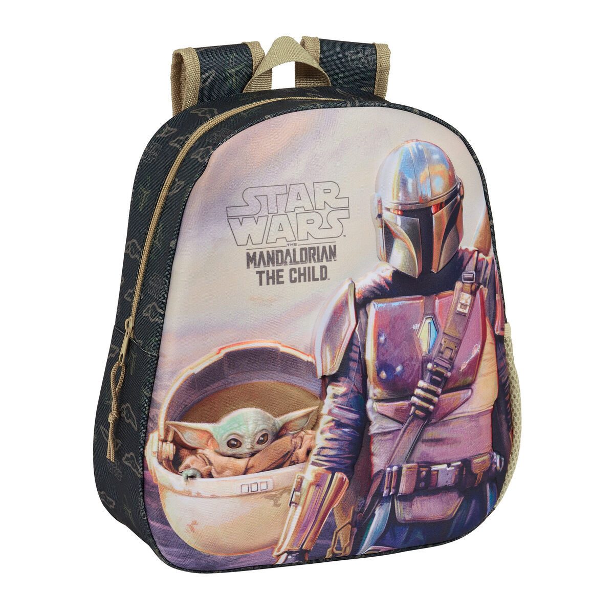 The Mandalorian Kinderrucksack The mandalorian Kinderrucksack 3D The Mandalorian Schwarz Beige 27 x 3