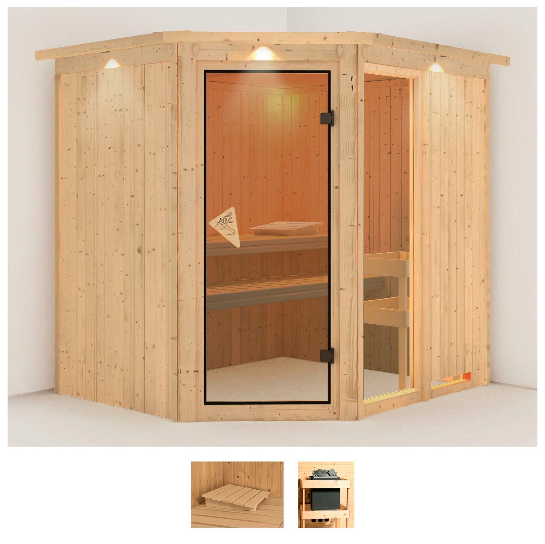 Karibu Sauna Frigga 2, BxTxH: 210 x 184 x 202 cm, 68 mm, (Set) ohne Ofen