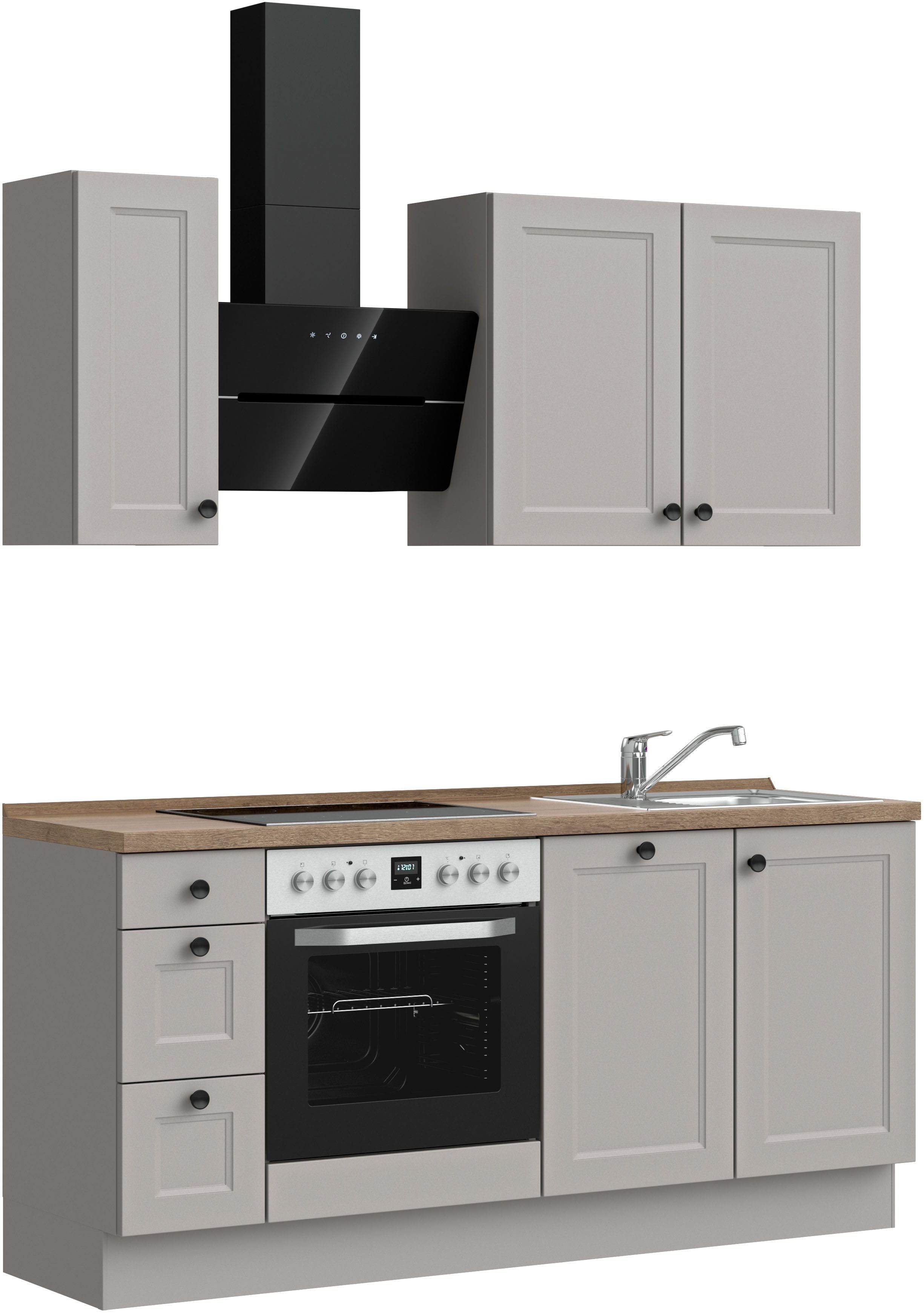 nobilia® Küche "Cascada II", NEU: individuell anpassbar mit gratis Profi-Beratung, vormontiert, Breite 180 cm, Ausrichtung wählbar, wahlw. mit E-Geräten