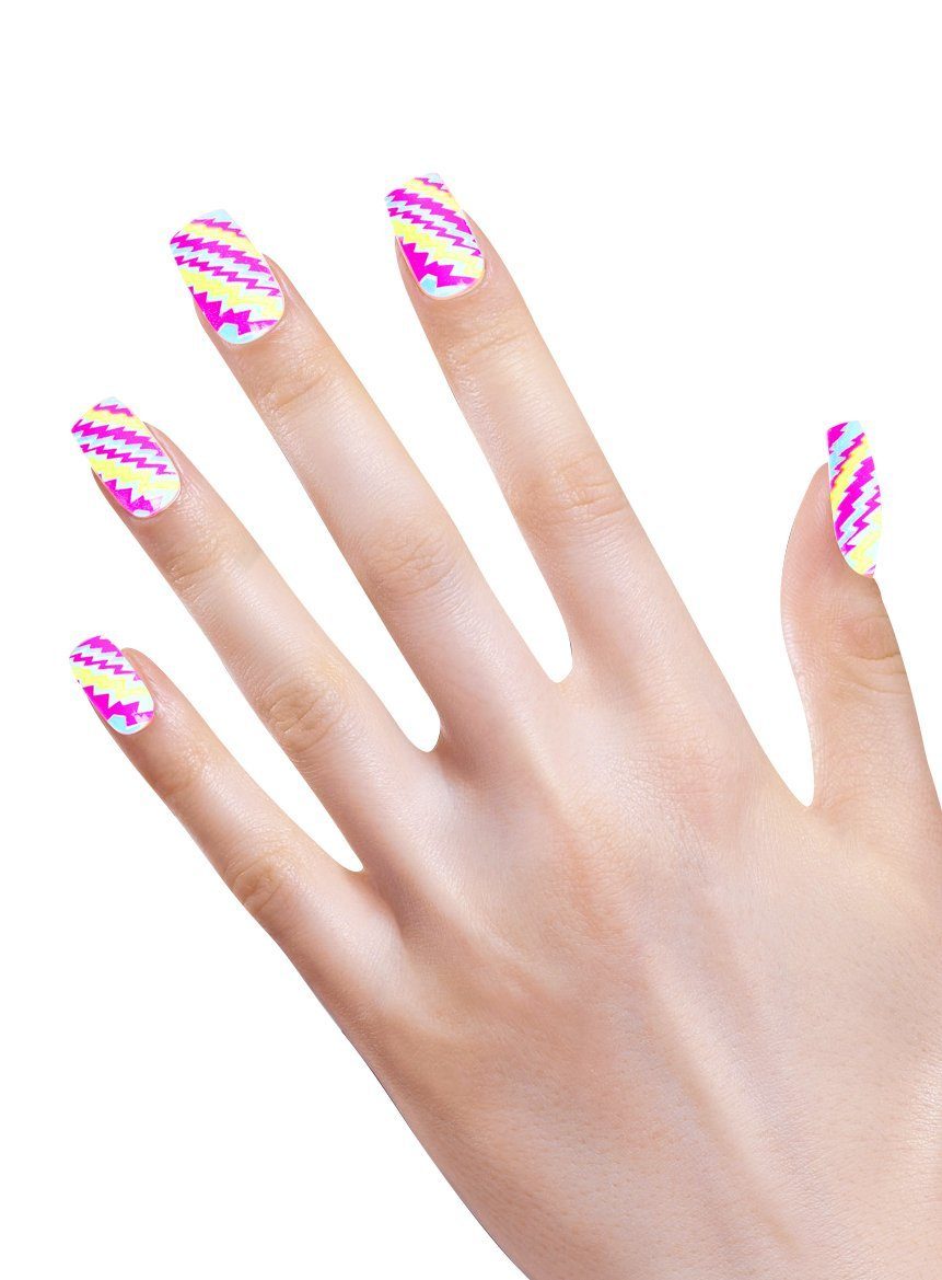 Stripes, Fingernägel Satz Aufkleben künstliche Ein Neon Fingernägel Kunstfingernägel Widdmann zum