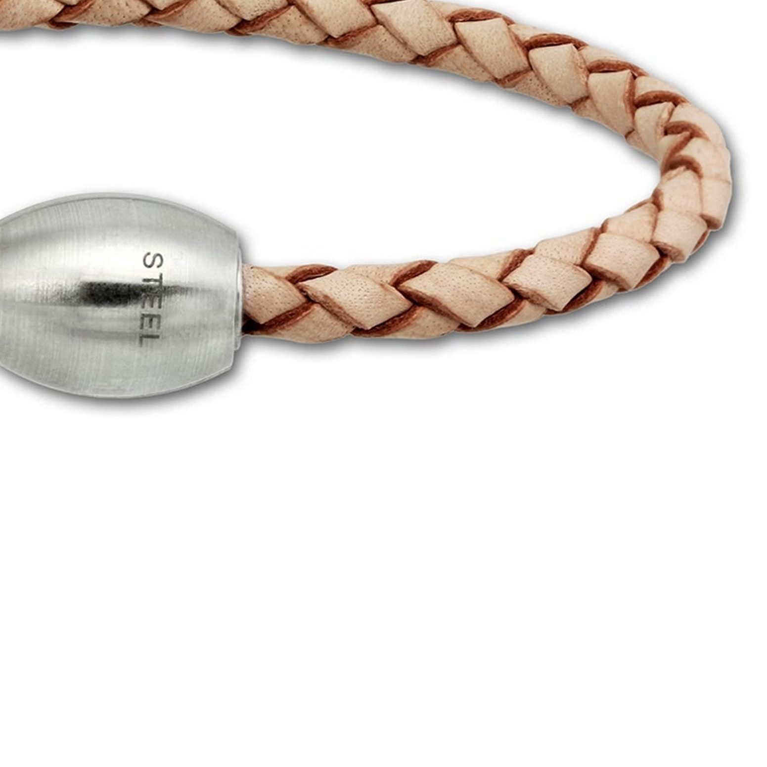 SilberDream Edelstahlarmband SilberDream Leder Armband 19cm natur (Armband), Armbänder für Damen, Herren aus Edelstahl (Stainless Steel), Farbe: na