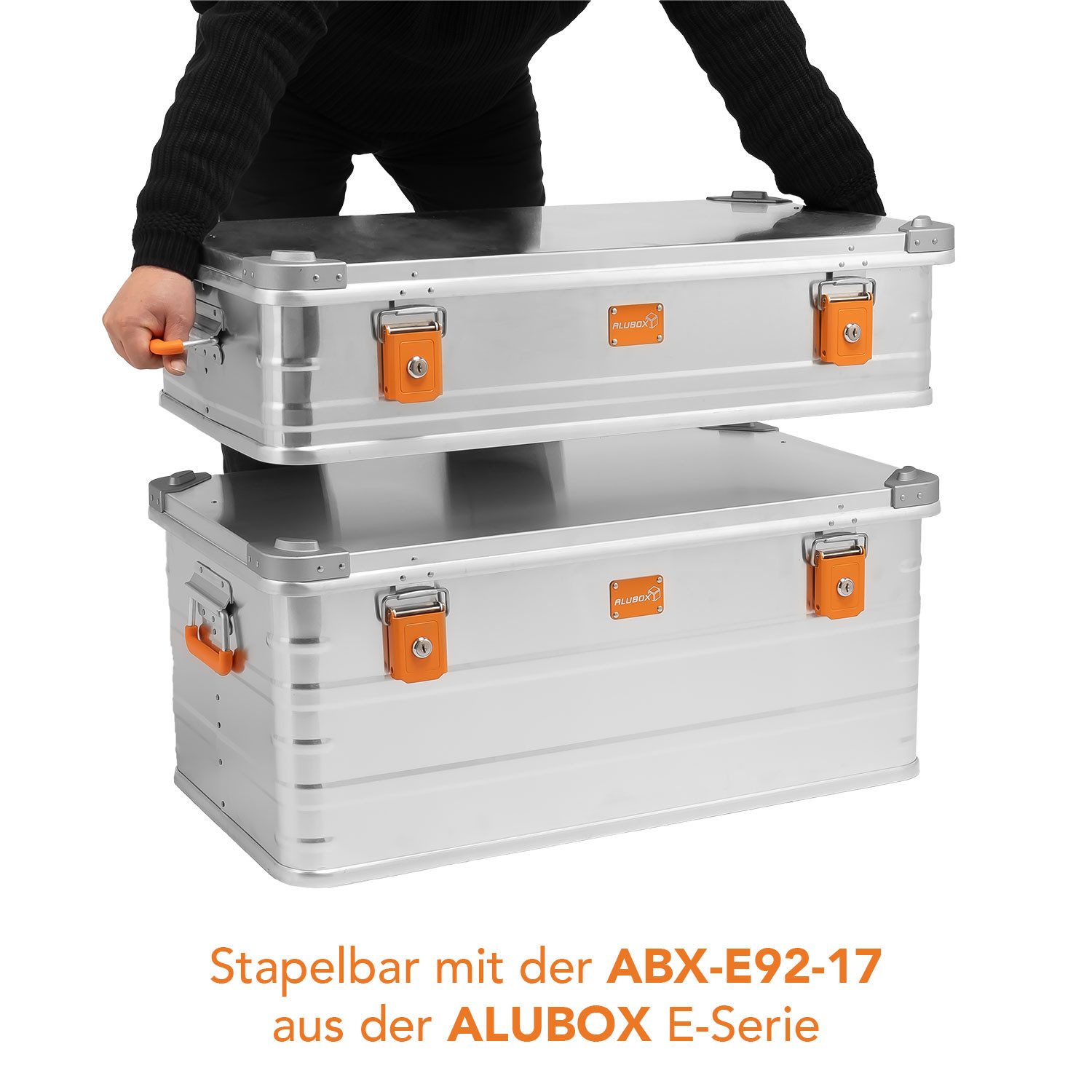 ALUBOX Aufbewahrungsbox Transportbox inklusive Schlösser (stapelbar mit der 50 Liter Kiste), stapelbar - spritzwassergeschützt - 1 mm Blechstärke