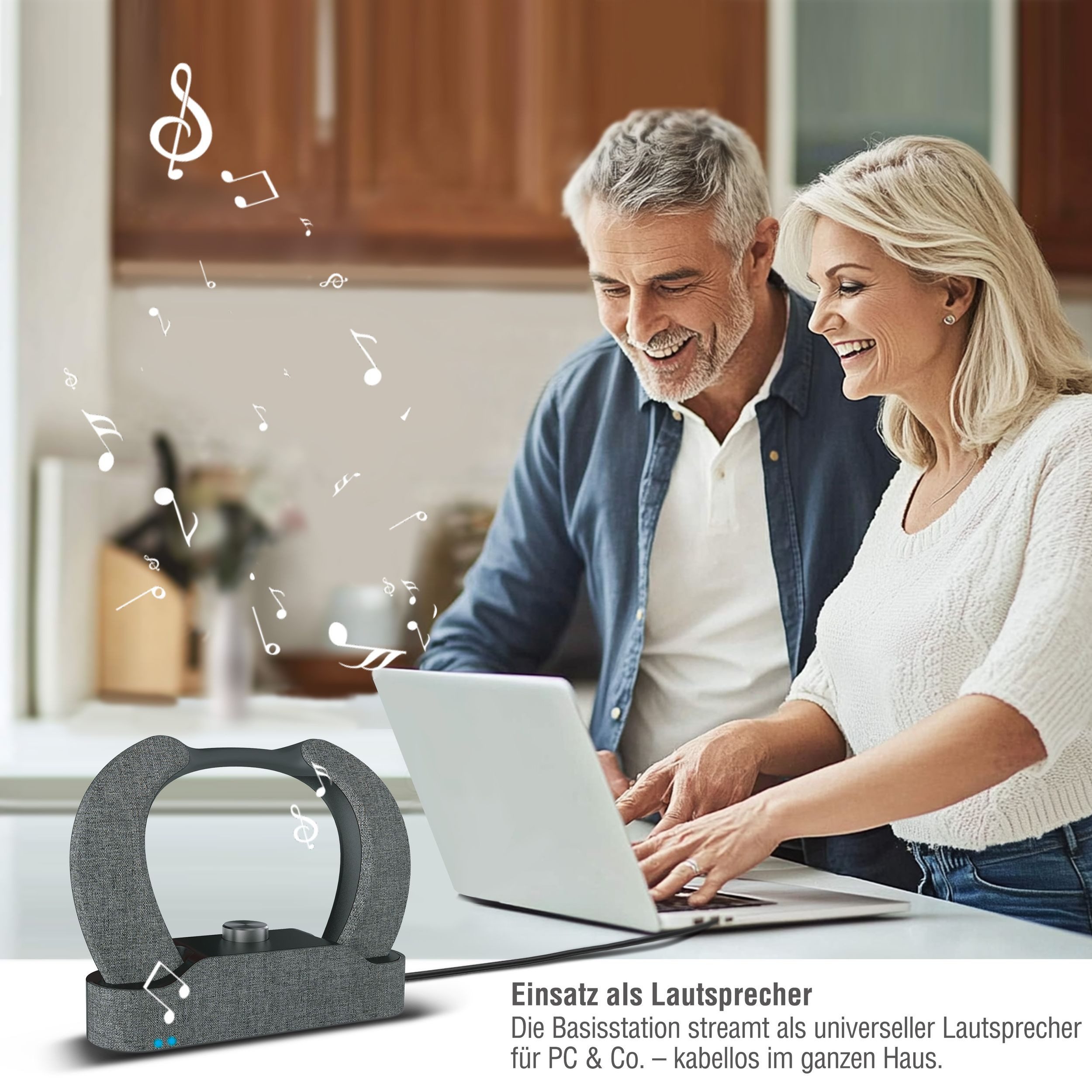 Leicke TV Hörverstärker mit kabellosem Nackenlautsprecher Wireless Lautsprecher