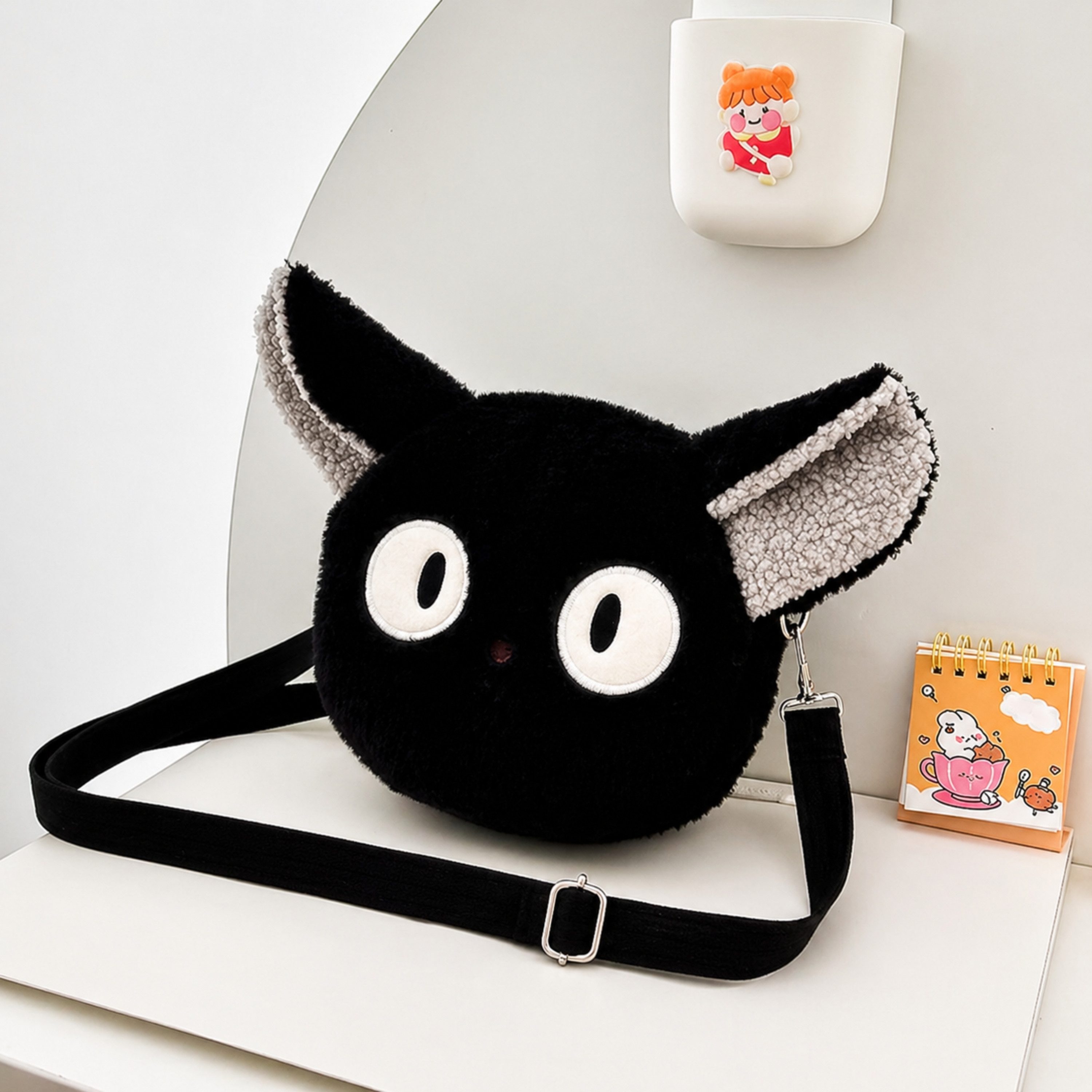 StellarLuma Umhängetasche Umhängetasche Damen Handtasche Schultertasche Crossbody Bag Plüsch Cat, Weiche Katzen-Plüschtasche mit Reißverschluss und Schultergurt