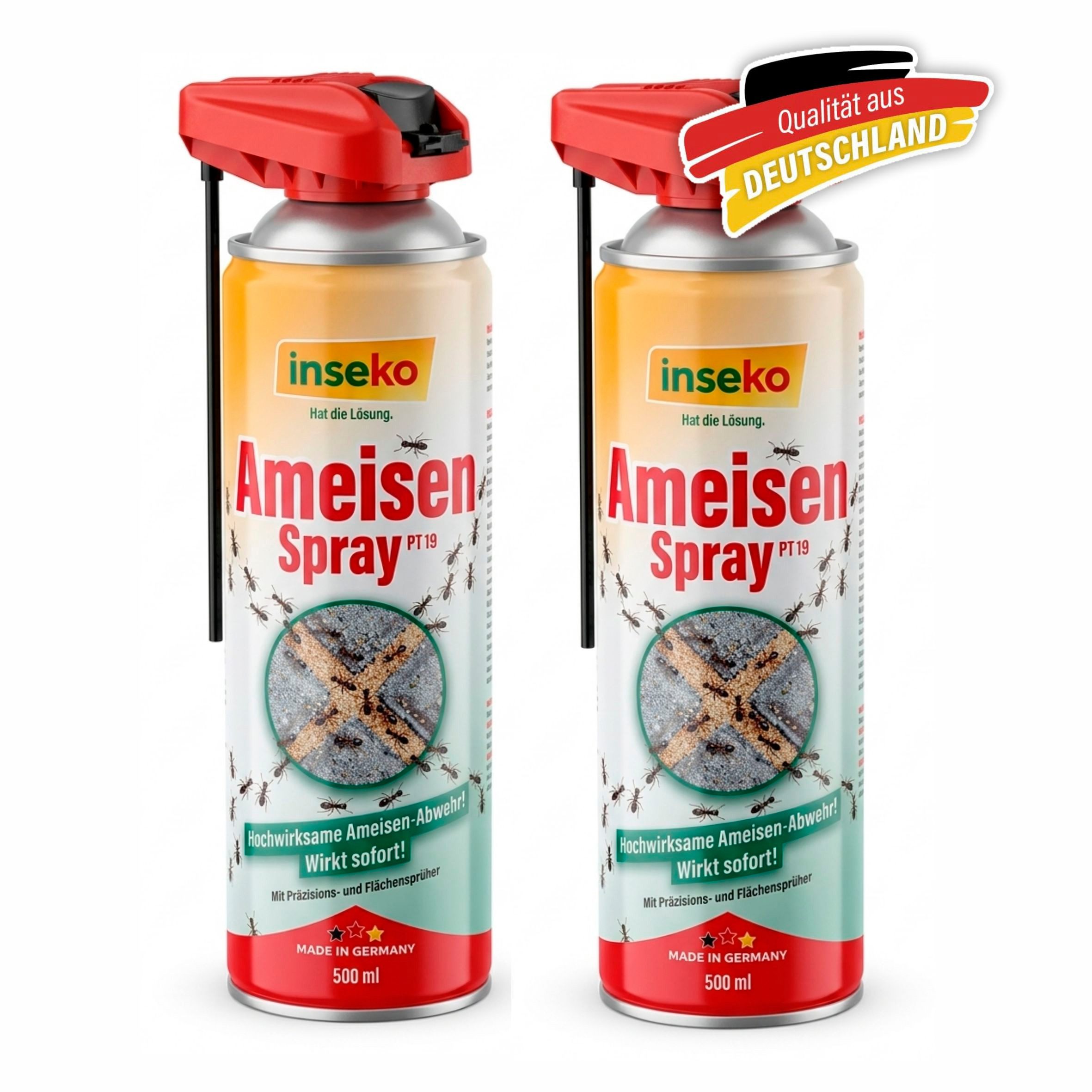 Inseko Insektenspray 2x inseko Ameisenspray 500 ml - effektive Sofortwirkung (PT19), 2-St., gegen Ameisen und Ameisennester