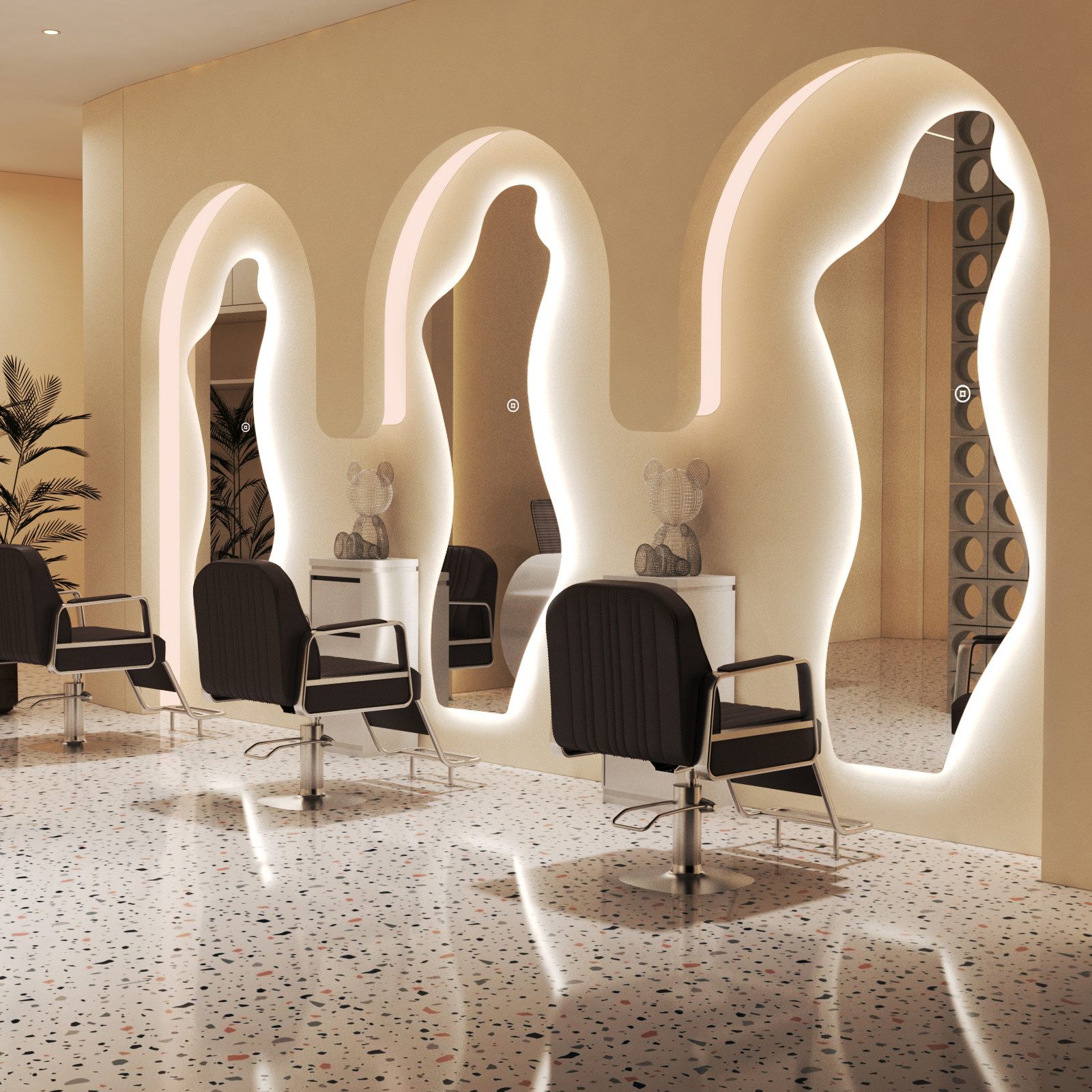 WDWRITTI Spiegel groß für Friseurladen Hotel Garderobe & Flur Schlafzimmer Wohnzimmer (Wandspiegel mit LED Beleuchtung, 1-St., 165x60, 145x60, 165x65), 3Lichtfarben, Dimmbar, Memory-Funktion