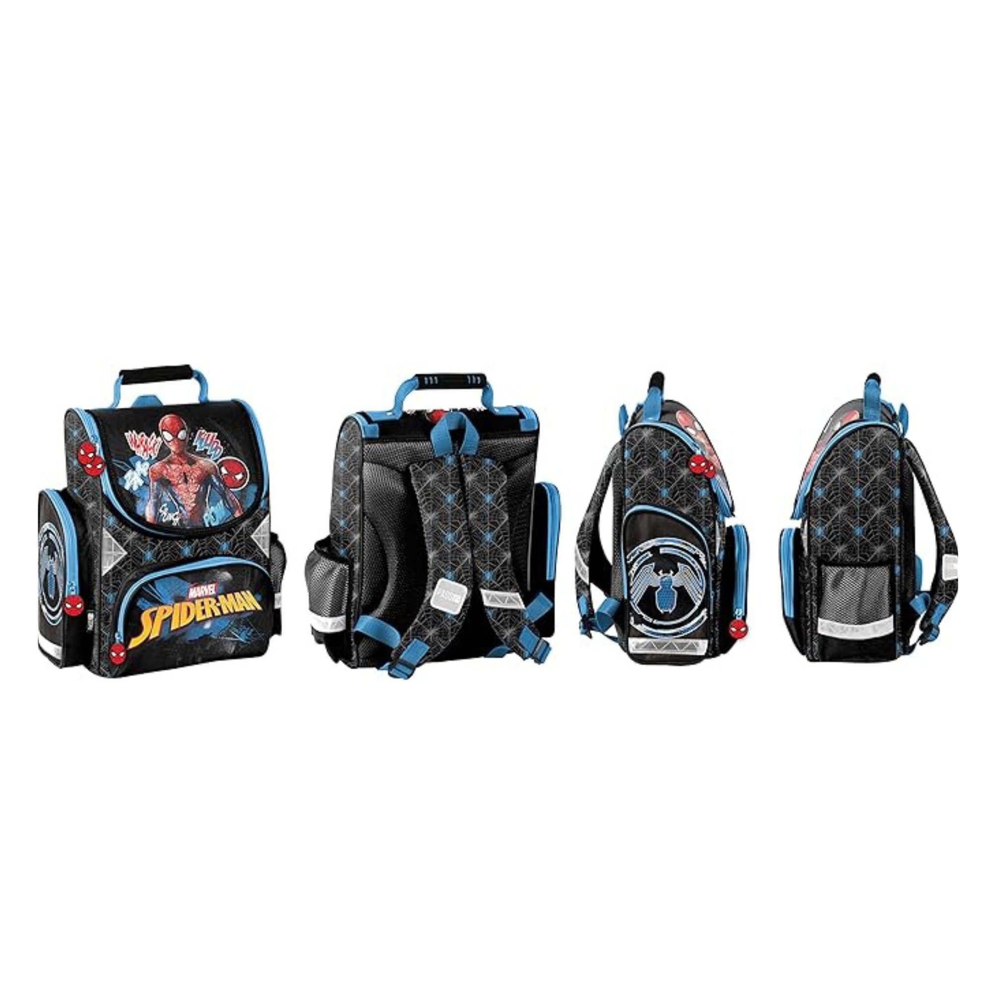 GOLDKIDS Schulranzen Spiderman ergonomischer Ranzen Federmappe (Turnbeutel Aufgabenheft für die, 1-tlg., Grundschule 4er Set Lizenzartikel), Marvel Spiderman Spider-man