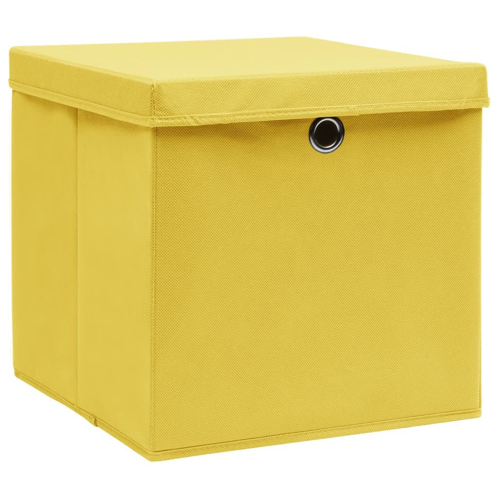 vidaXL Aufbewahrungsbox, Ordnungsboxen mit Deckeln 10 Stk. 28x28x28 cm Gelb