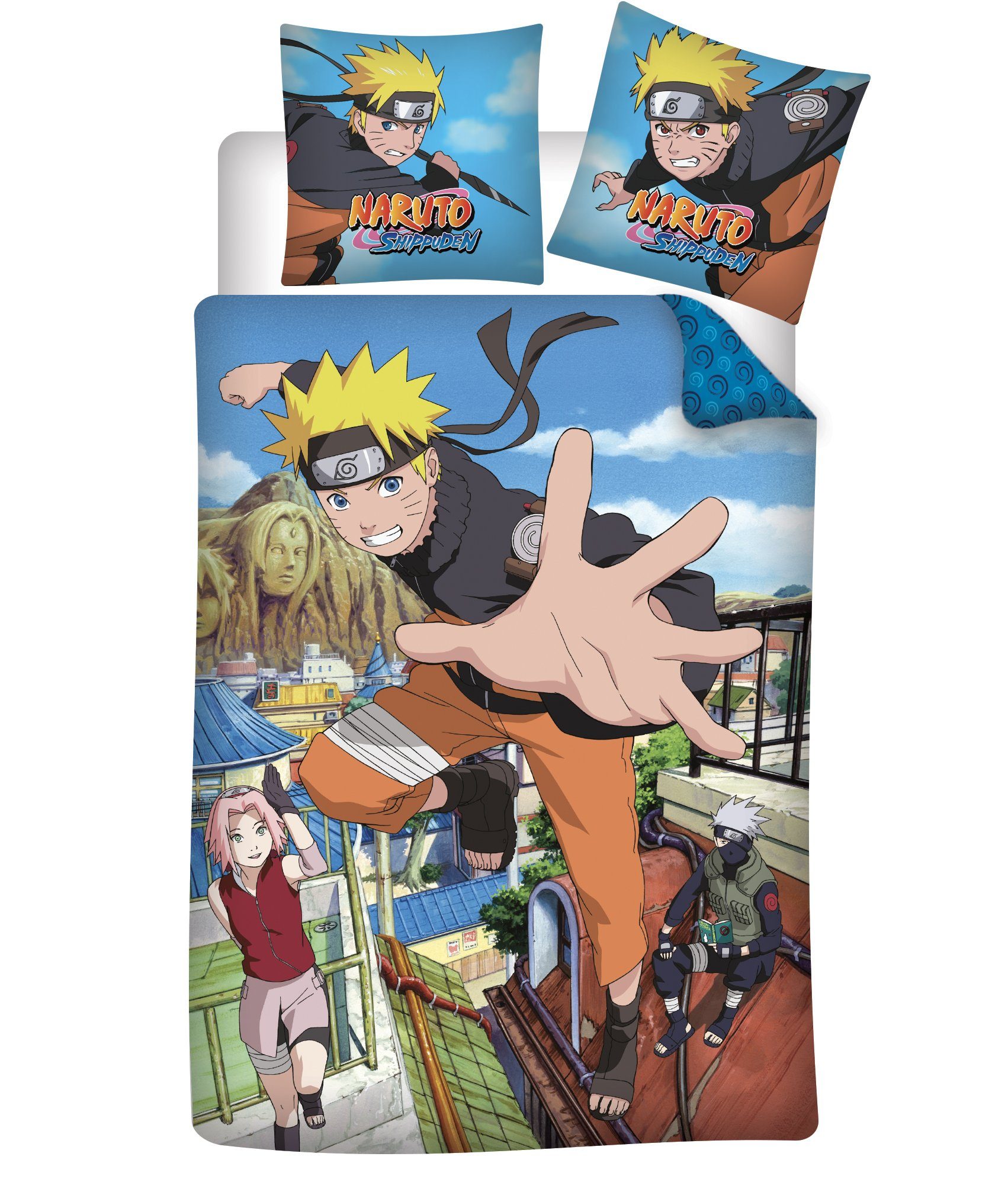 Kinderbettwäsche Naruto Shippuden Wende Bettwäsche Set 135 x 200 cm 100%Baumwolle, AY!Max