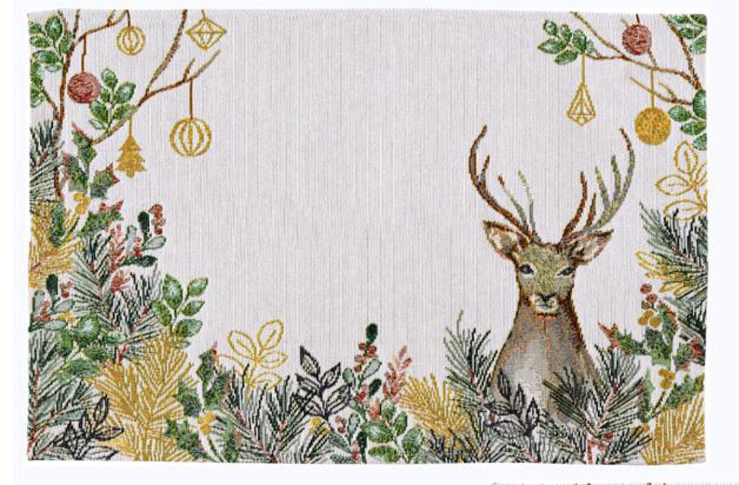 Platzset, 2 Tischsets Gobelin Ellie Hirsch Zweige Kugeln 32x48, sander