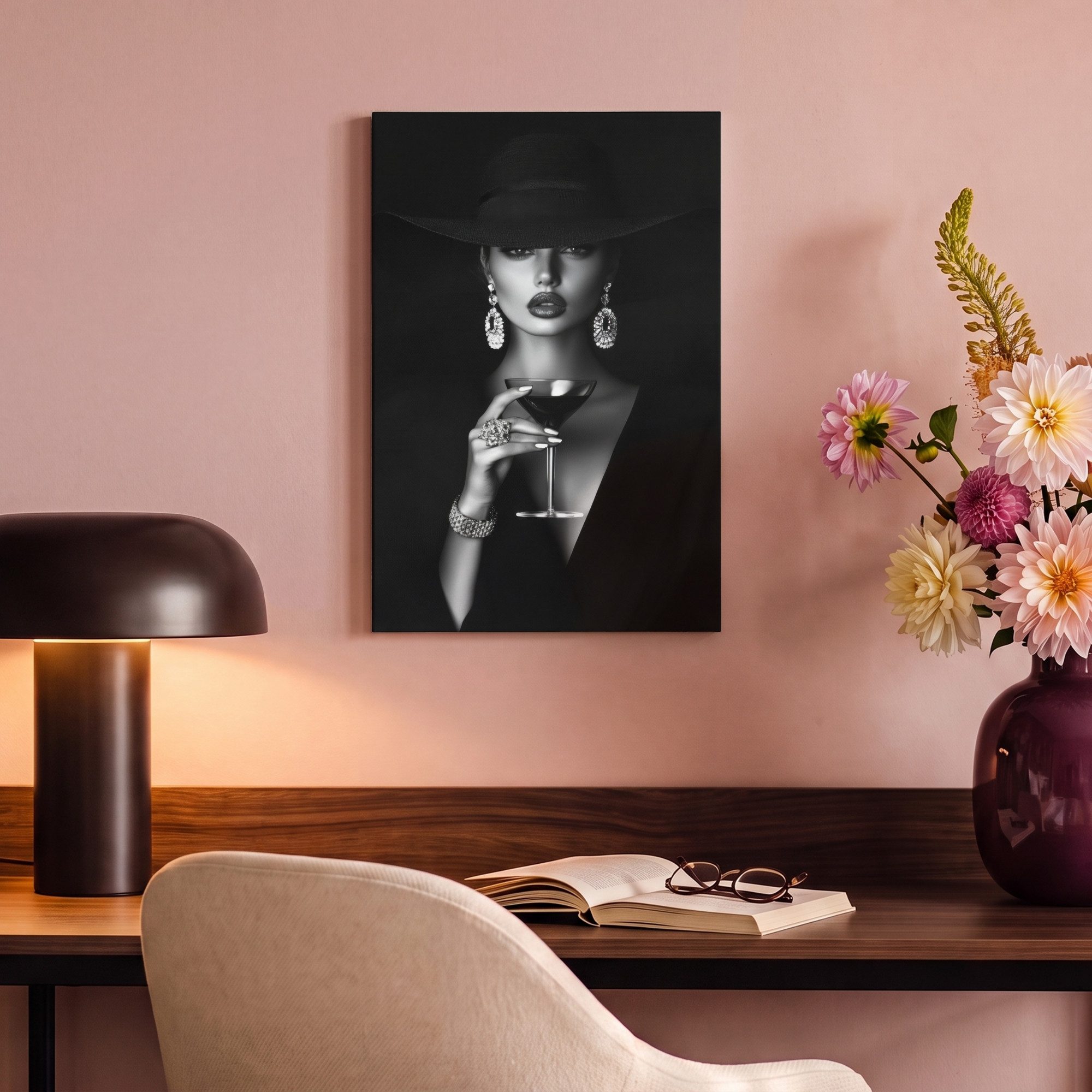 OneMillionCanvasses® Leinwandbild Frau - Cocktail - Schick, Fotodruck (1 St), Leinwand Bilder Klein, Wand Dekoration Aesthetic 30x20 cm – Bild 4 von 5