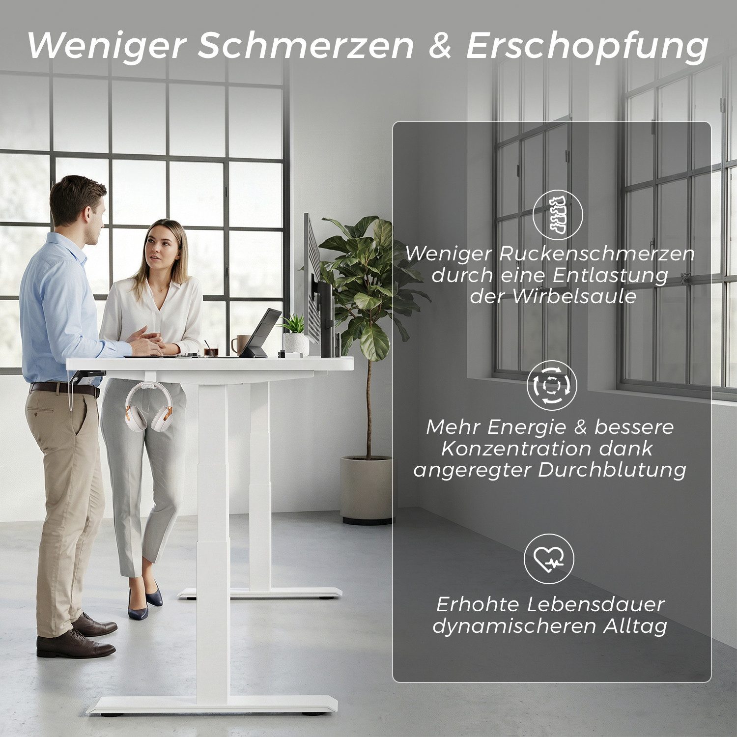 HOMALL Schreibtisch Höhenverstellbarer Schreibtisch elektrischer mit 2 Motoren (25 mm dicke, nahtlose, monolithische Tischplatten Keine gespleiBten Platten Vielsertig und hochwertig Erinnerung bei langerem Stehen, ostern geschenke)