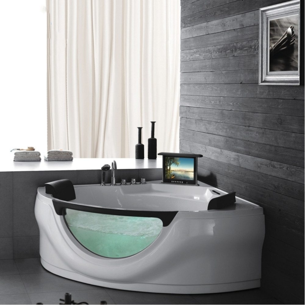 Duwilux Whirlpool-Badewanne XL 2 Personen Whirlpool Bunbury 163x163 Badewanne mit TV, Heizung & TV
