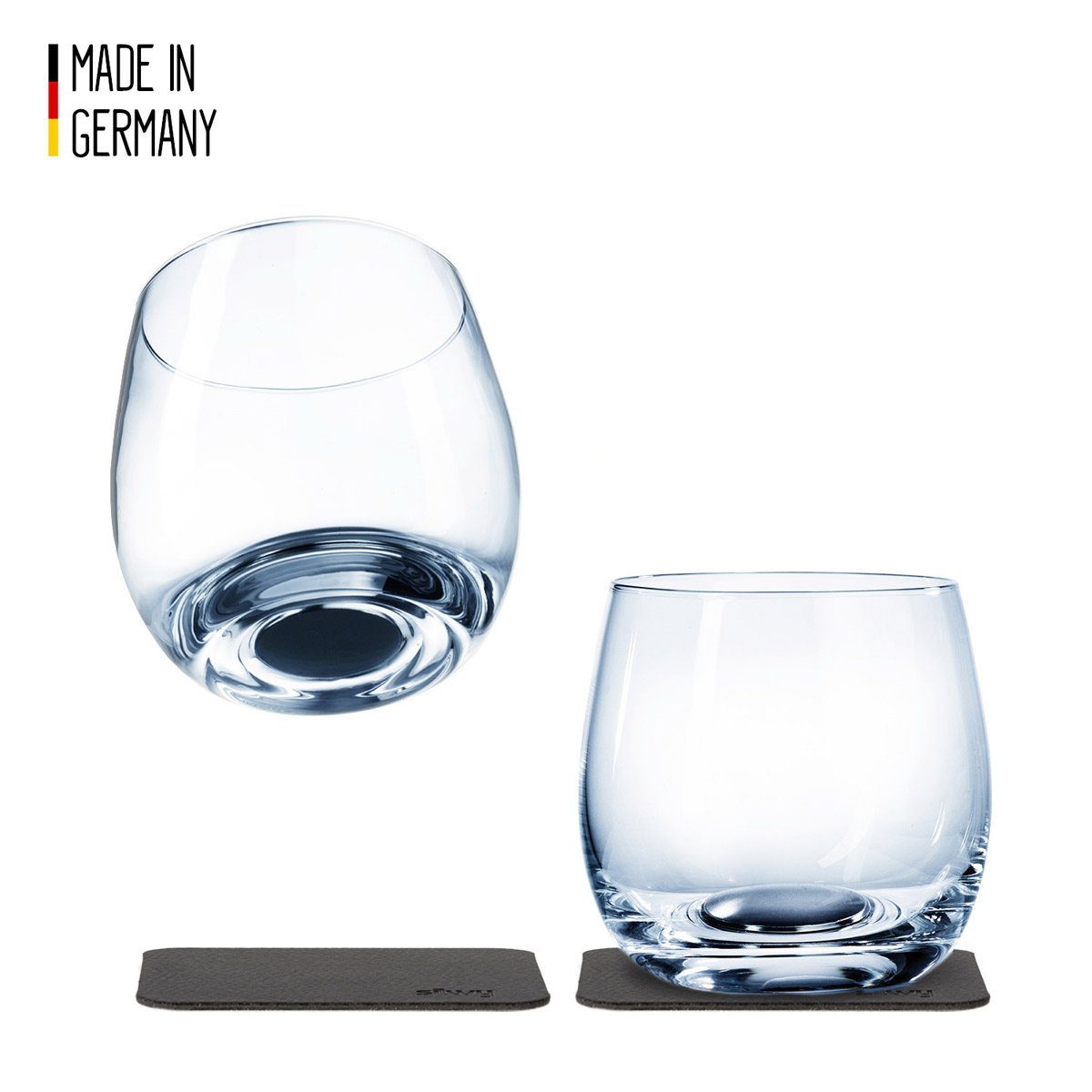 silwy MAGNETIC SYSTEM Gläser-Set Kristallgläser 2 Metall-Nano-Gel-Pads Whisky Gläser Anti-Rutsch 2St, Glas