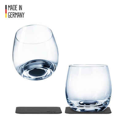 SILWY Gläser-Set »SILWY Kristallgläser 2er-Set 2 Metall-Nano-Gel-Pads Whisky Gläser Anti-Rutsch«, Glas