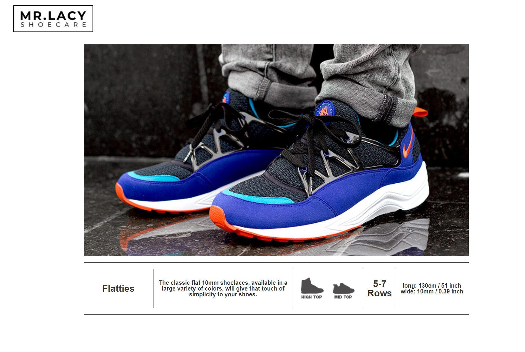 Mr. Lacy Schnürsenkel Flatties - Flache Sneaker Laces - 130 cm günstig online kaufen
