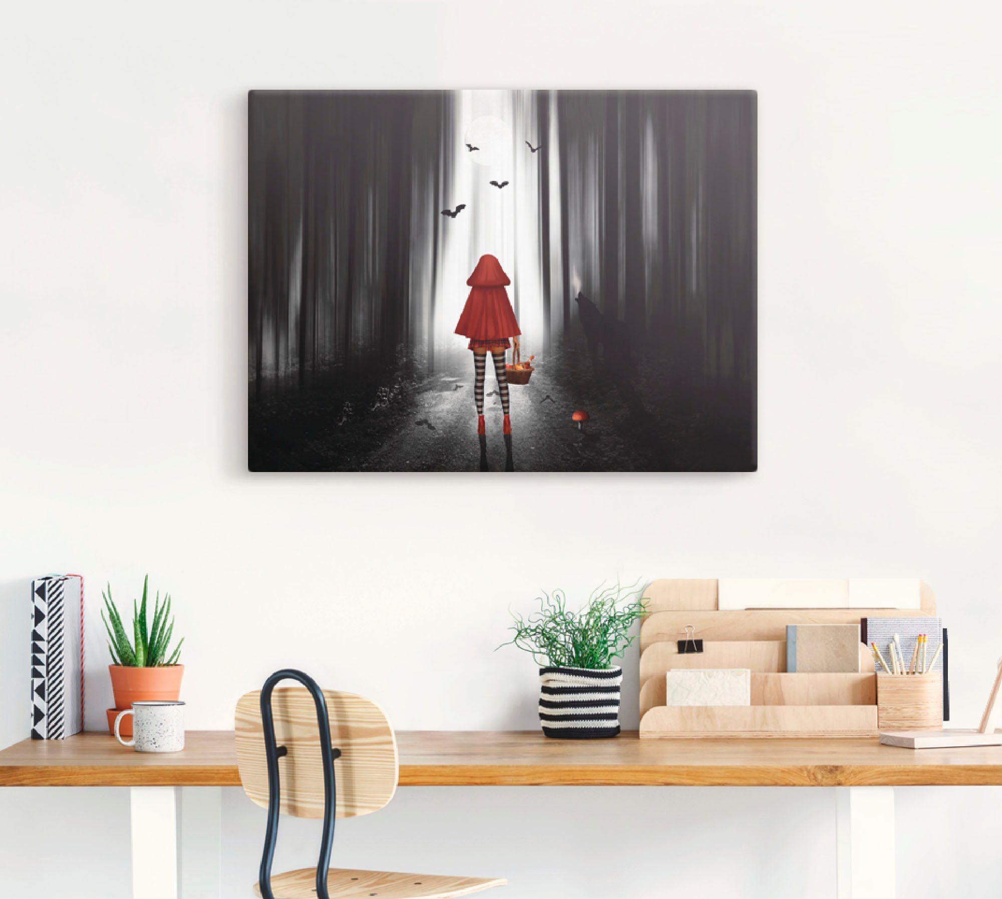 Artland Leinwandbild Das Rotkäppchen auf High Heels, Dark Fantasy (1 St), auf Holzrahmen gespannt