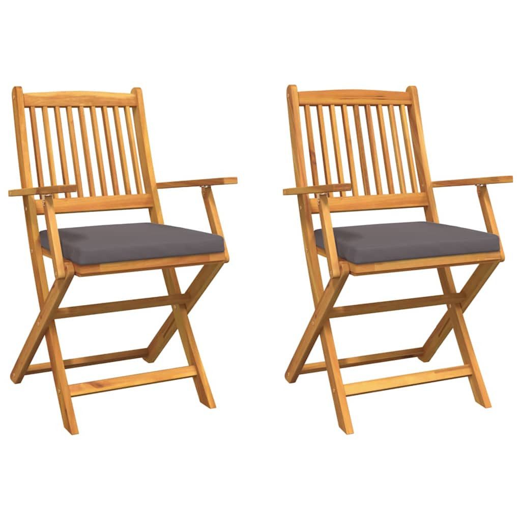 vidaXL Gartenstuhl Klappstuhl 2 Stk. Braun Massivholz (2 St)