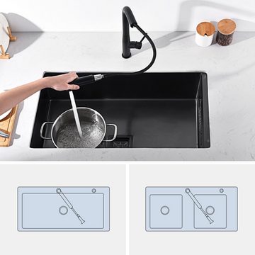AuraLum pro Küchenarmatur 360° Ausziehbar Spültischarmatur Wasserhahn für Küche Einhandmischer