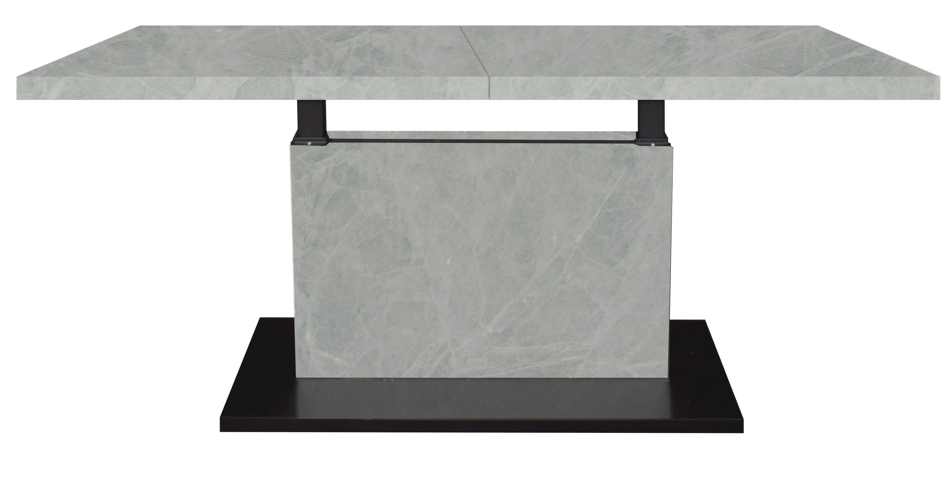 freiraum Couchtisch Lift, verstellbar, keramik optik weiß/schwarz - 120/160x59/75x60cm (BxHxT)