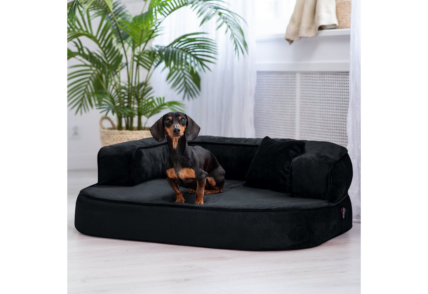 Thumbnail - tierlando® Tierbett Orthopädisches Hundesofa SHARLEEN VISCO PLUS kuscheliger Teddystoff