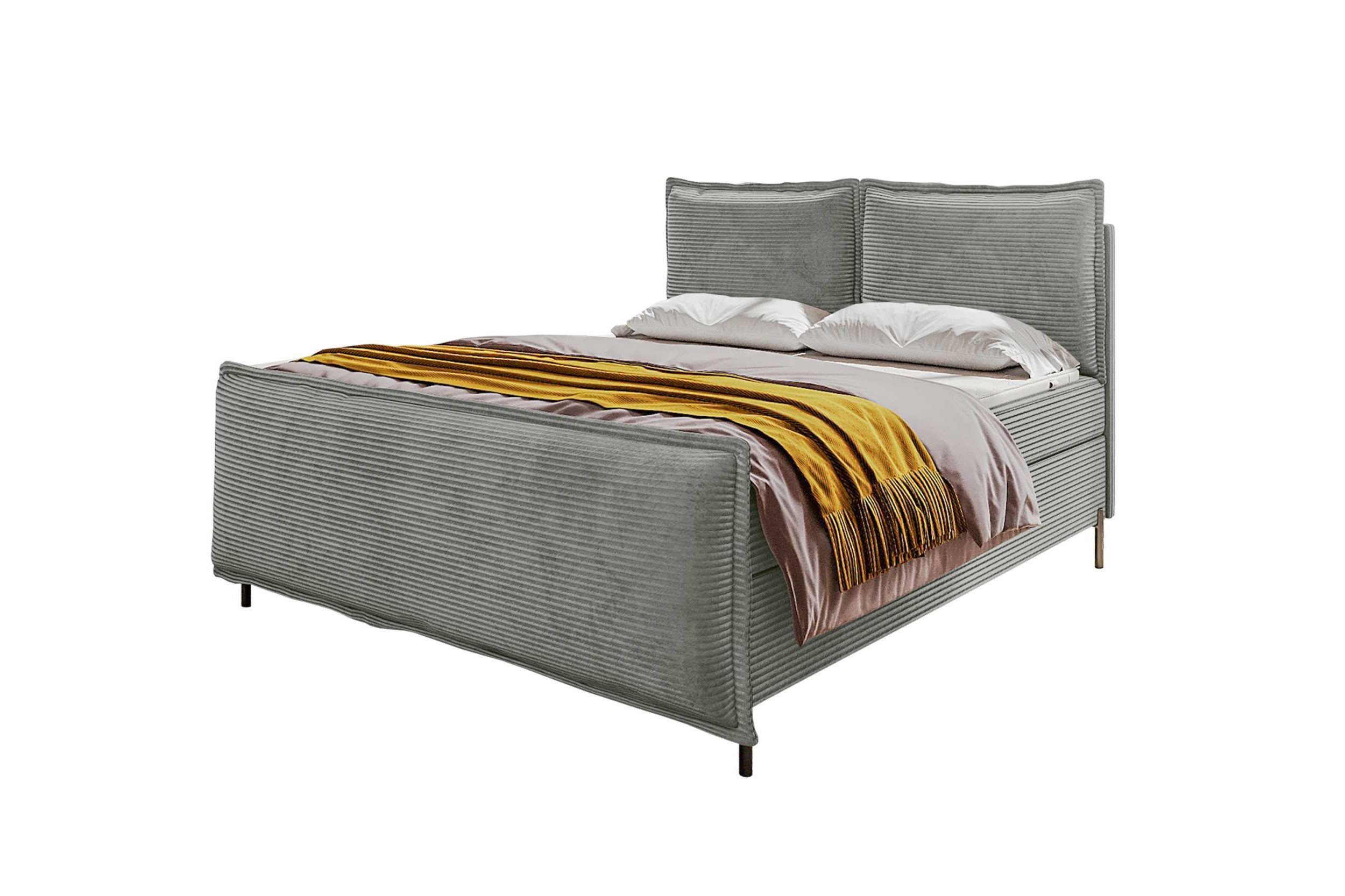 Sofa Dreams Boxspringbett Boxspringbett Elysio Plus (Schlafzimmerbett, Bett), 140/160/180/200x200 cm, in Cord POSO, mit Topper, Bettkasten