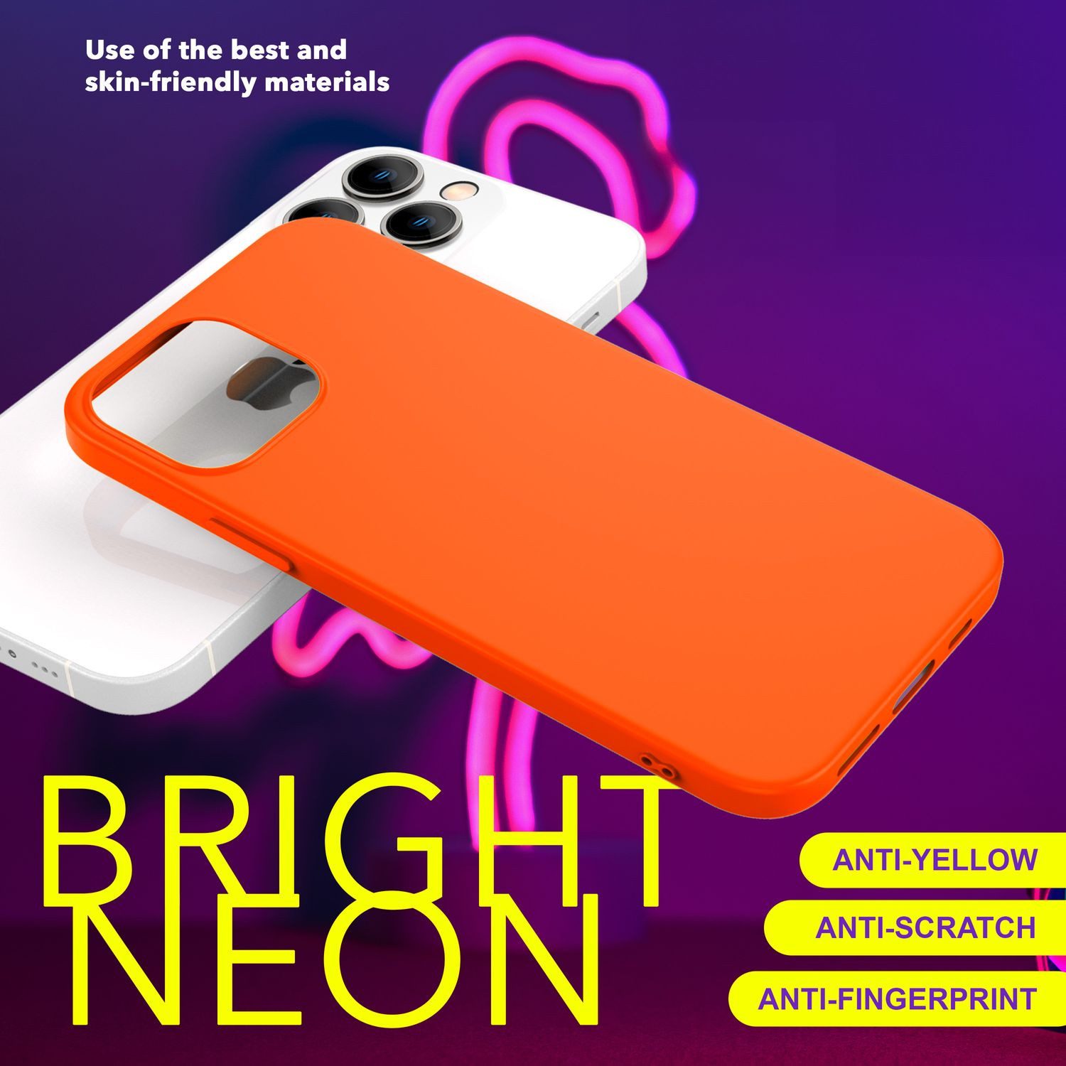 Nalia Smartphone-Hülle Apple iPhone 15 Pro 15,5 cm (6,1 Zoll), Neon Silikon Hülle / Bunte Farben / Slim Case / Anti-Fingerprint Cover