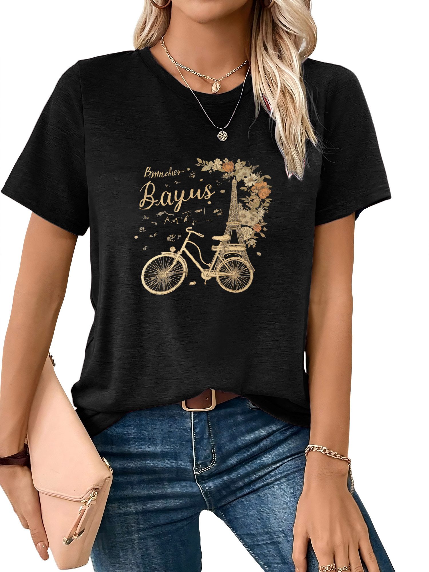 PYL T-Shirt Damen Kurzarm Sommerferien Basic-Shirt günstig online kaufen