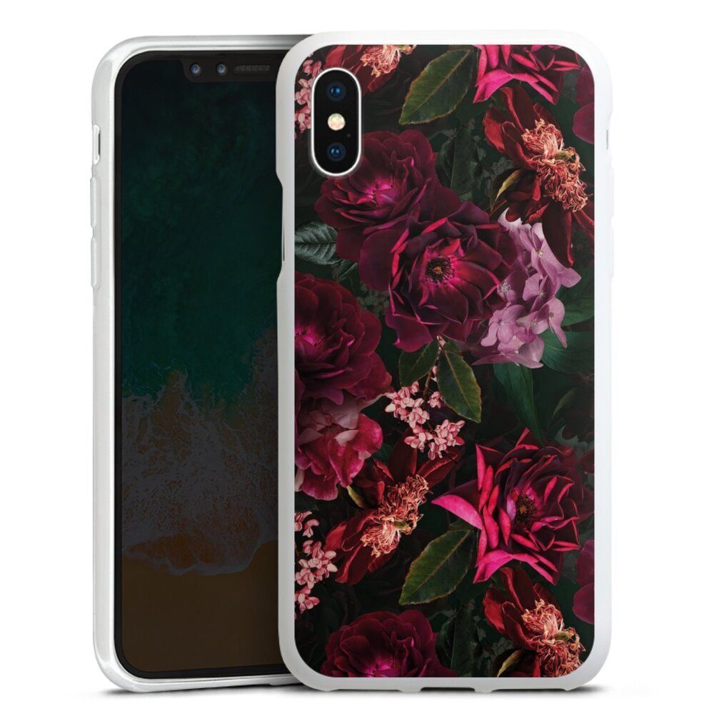 DeinDesign Handyhülle Rose Blumen Blüte Dark Red and Pink Flowers, Apple iPhone X Silikon Hülle Bumper Case Handy Schutzhülle