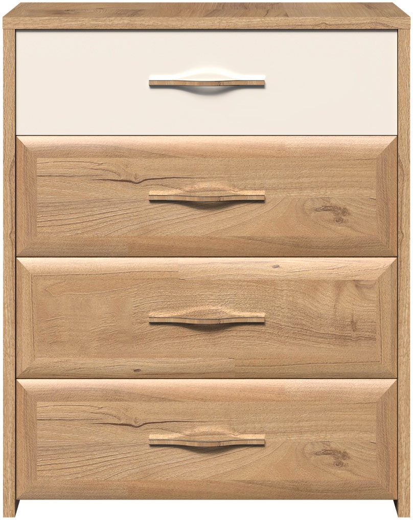 OTTO home Kommode Gala, melaminbeschichtet,1 Schublade beige hochglänzend UV lackiert (Soft-Close Funktion, Maße: B/T/H 86/46/105cm), Sideboard mit 4 Schubladen, klassische Rahmenoptik, FSC®-zertifiziert