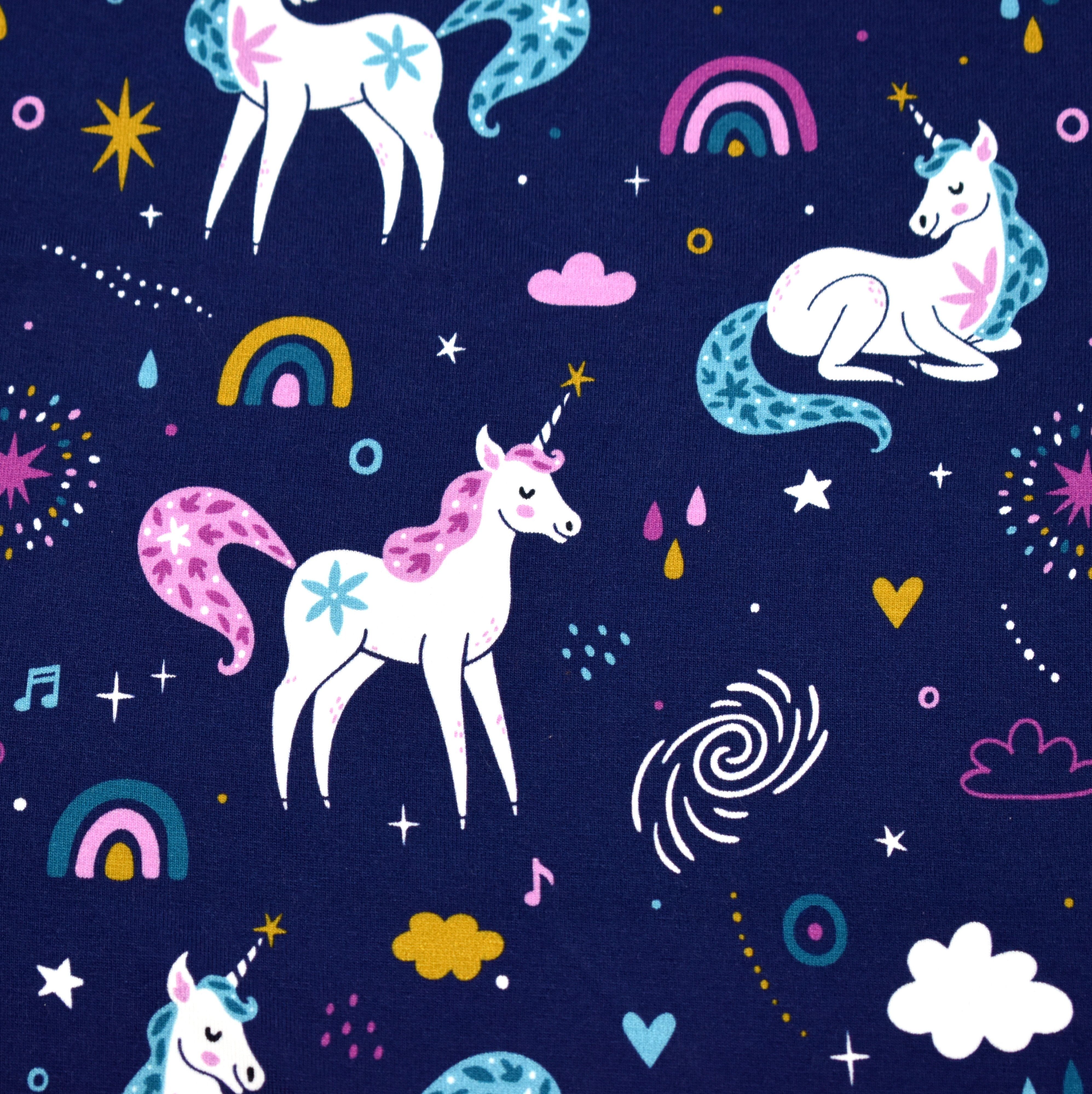 MAGAM-Stoffe Stoff "Einhorn Nima", Kinder Jersey ÖKO-TEX Meterware ab 50cm