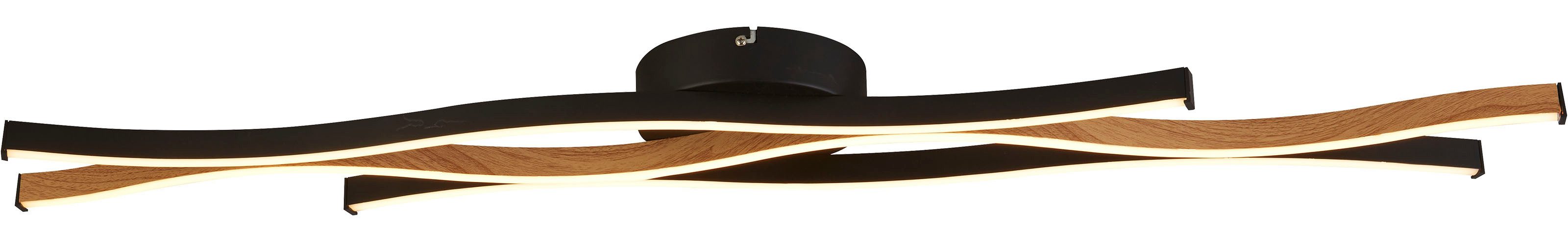 Searchlight LED Deckenleuchte Deckenleuchte Bloom, 1-flammig, LED fest integriert, Farbwechsler, Mit Holzoptik