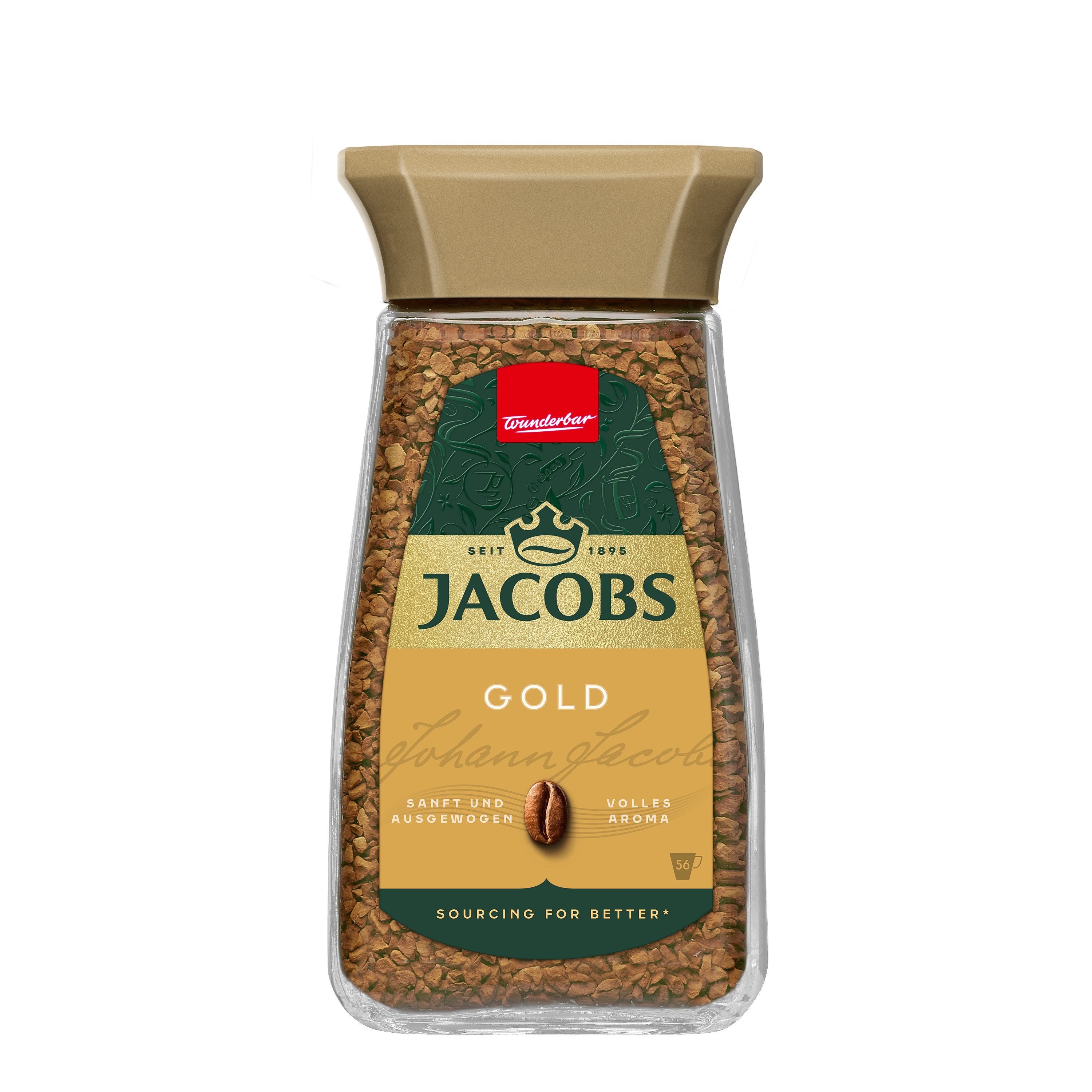 JACOBS Kaffee Löskaffee Gold 6 x 100 g Gläser = 600 g Instantkaffee, (Packung, 6er Pack)